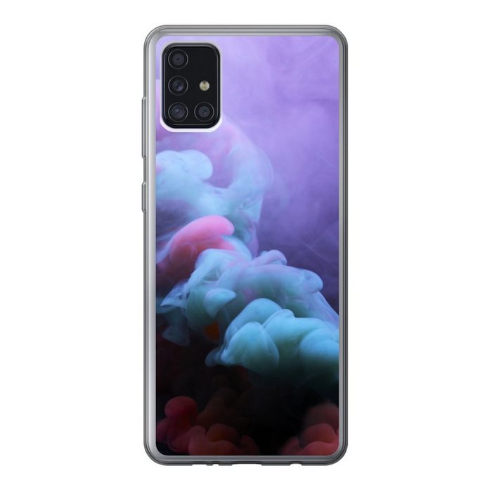 MuchoWow Handyhülle Violetter Nebel durch roten und blauen Rauch Handyhülle Samsung Galaxy A52 5G Smartphone-Bumper Print Handy