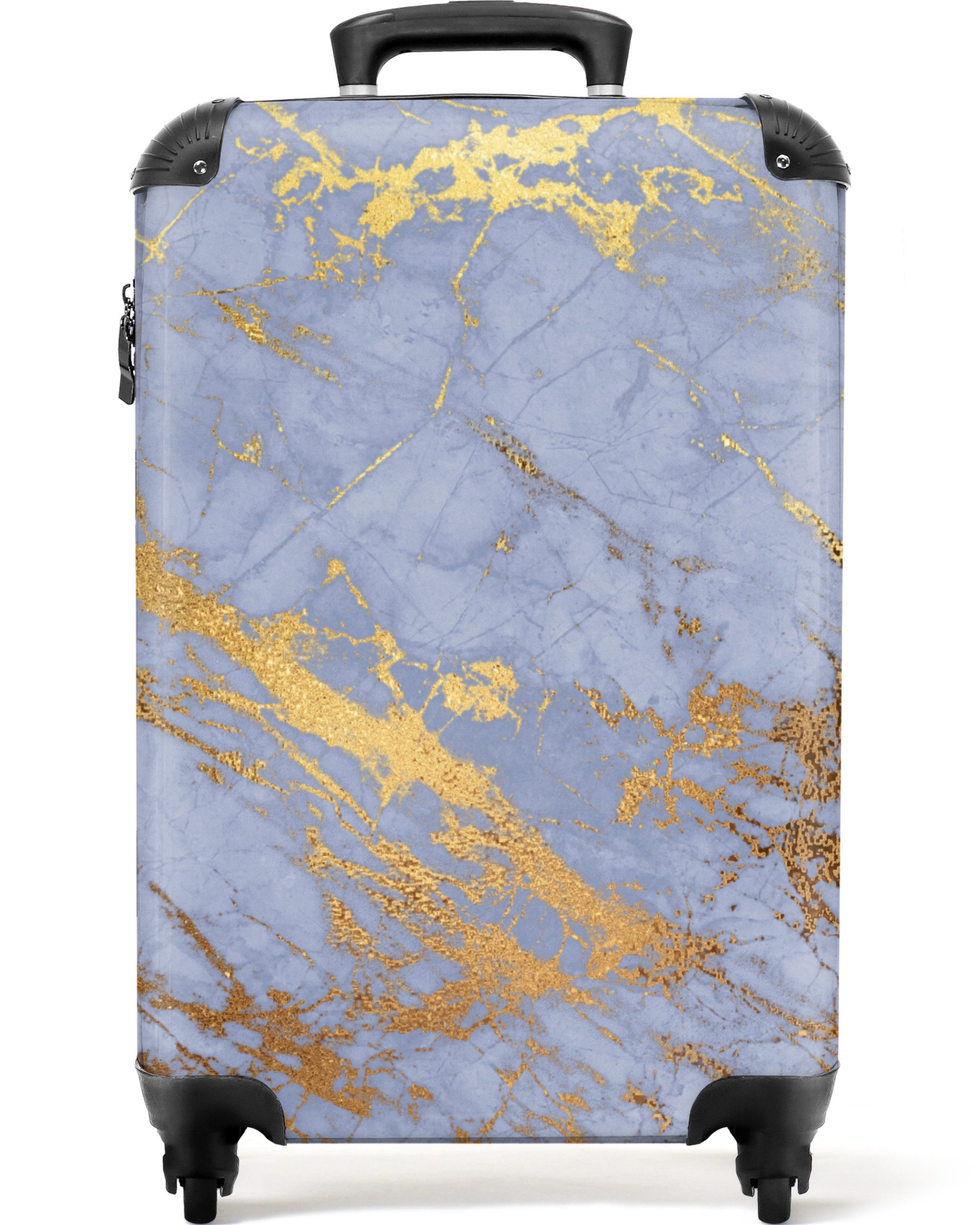 Hartschalen-Trolley Marmor - Muster - Blau - Gold 55x35x20cm