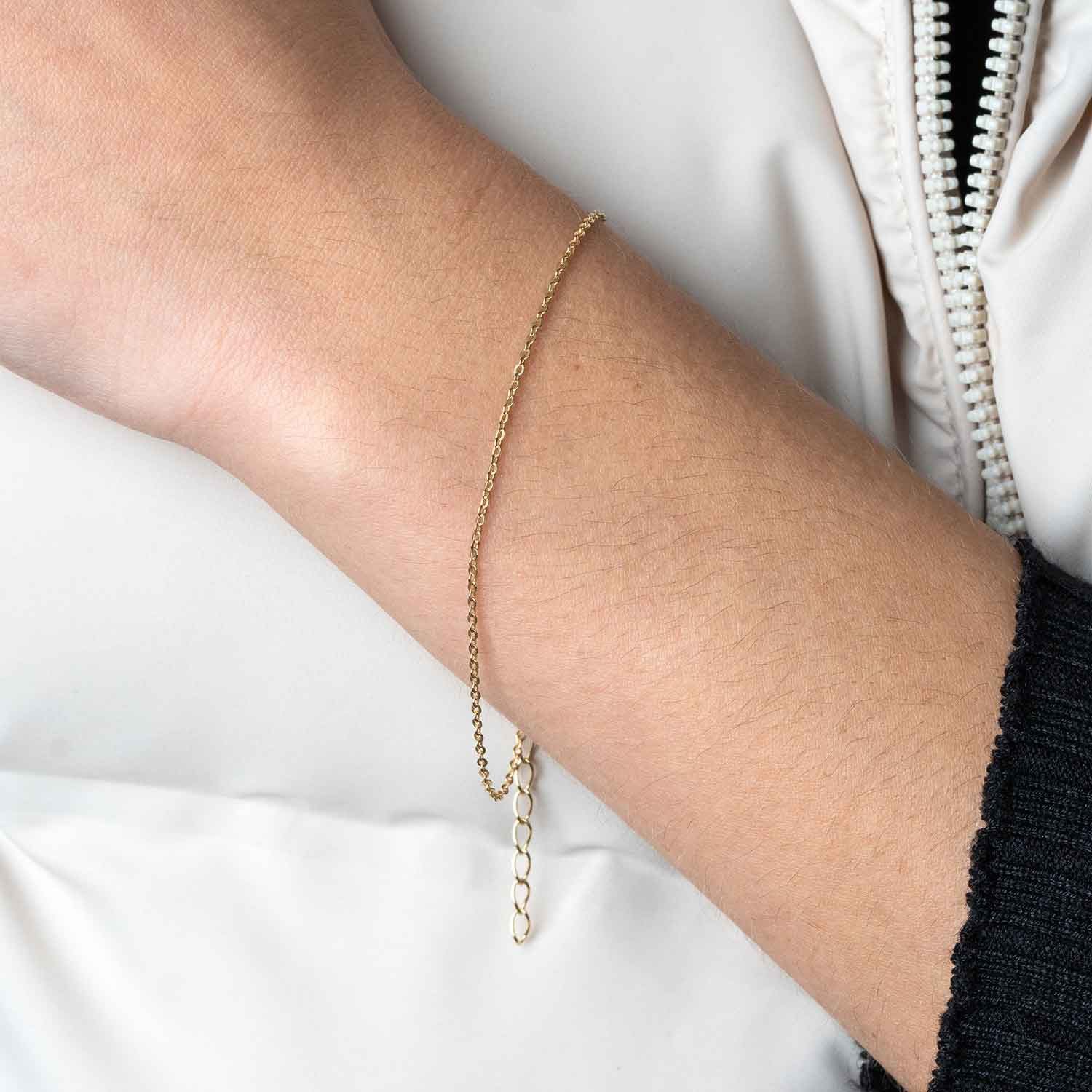 Materia Armkette Damen Gold Ankerkette Ø1mm 18-21cm SA-124, 925 Sterling Silber, vergoldet