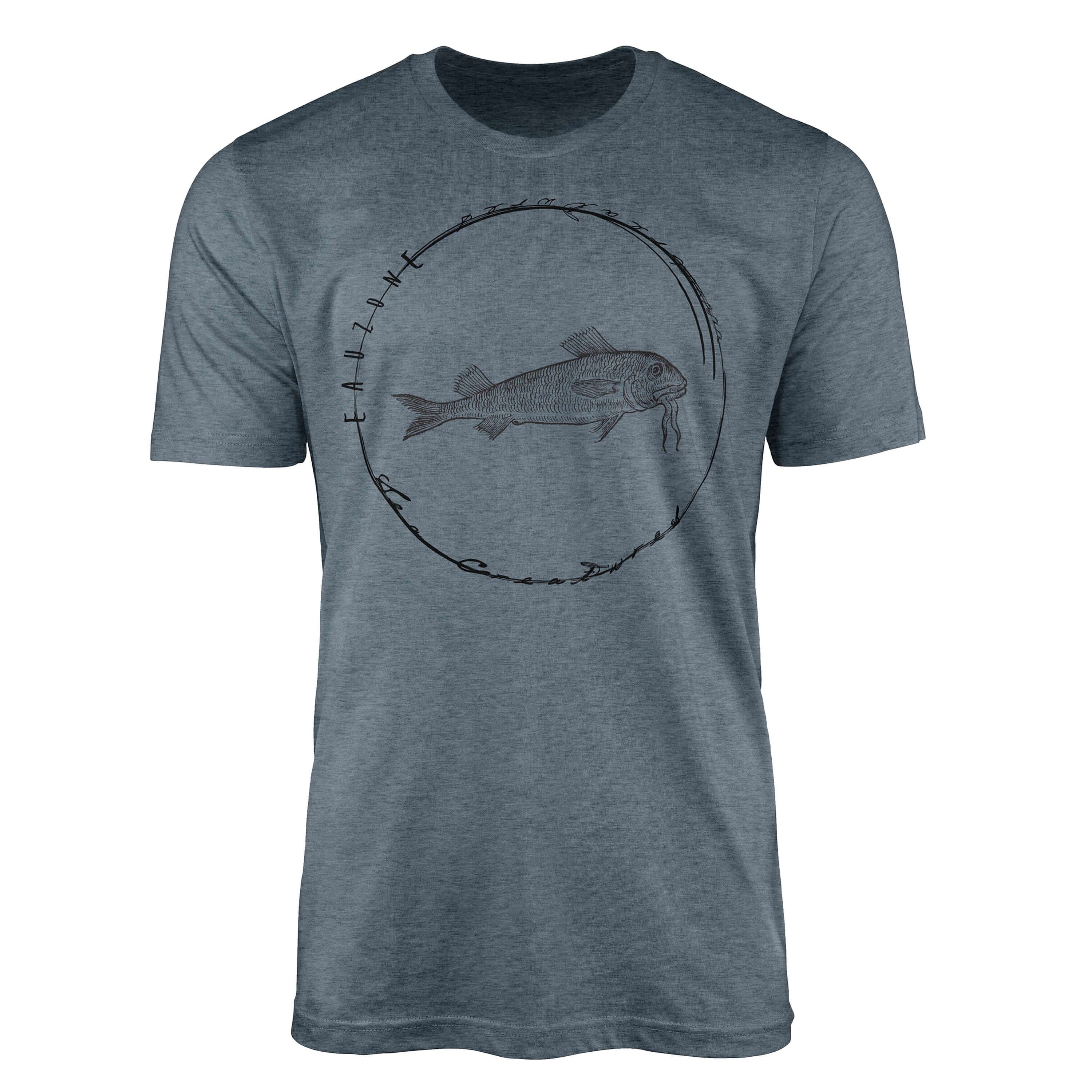 Sinus Art T-Shirt T-Shirt Tiefsee Fische - Serie: Sea Creatures, feine Struktur und sportlicher Schnitt / Sea 024 Indigo