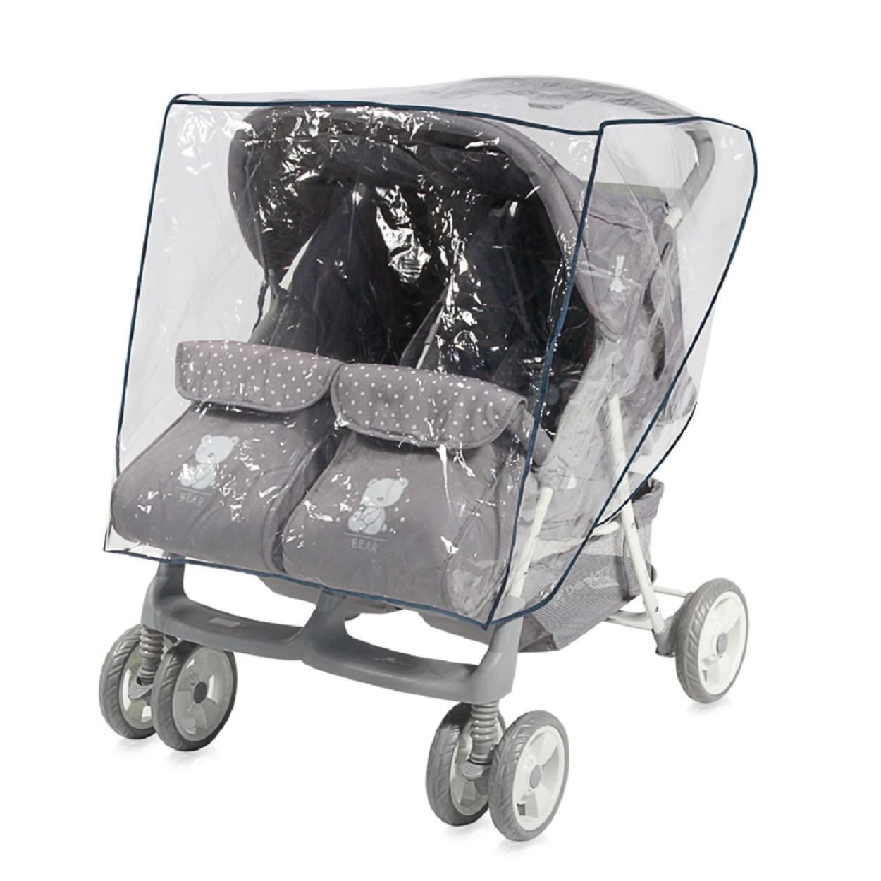 LORELLI Kinderwagen-Regenschutzhülle Regenschutz Duo, Regenhaube, EVA-Material, Zweisitzer, Geschwisterkinderwagen