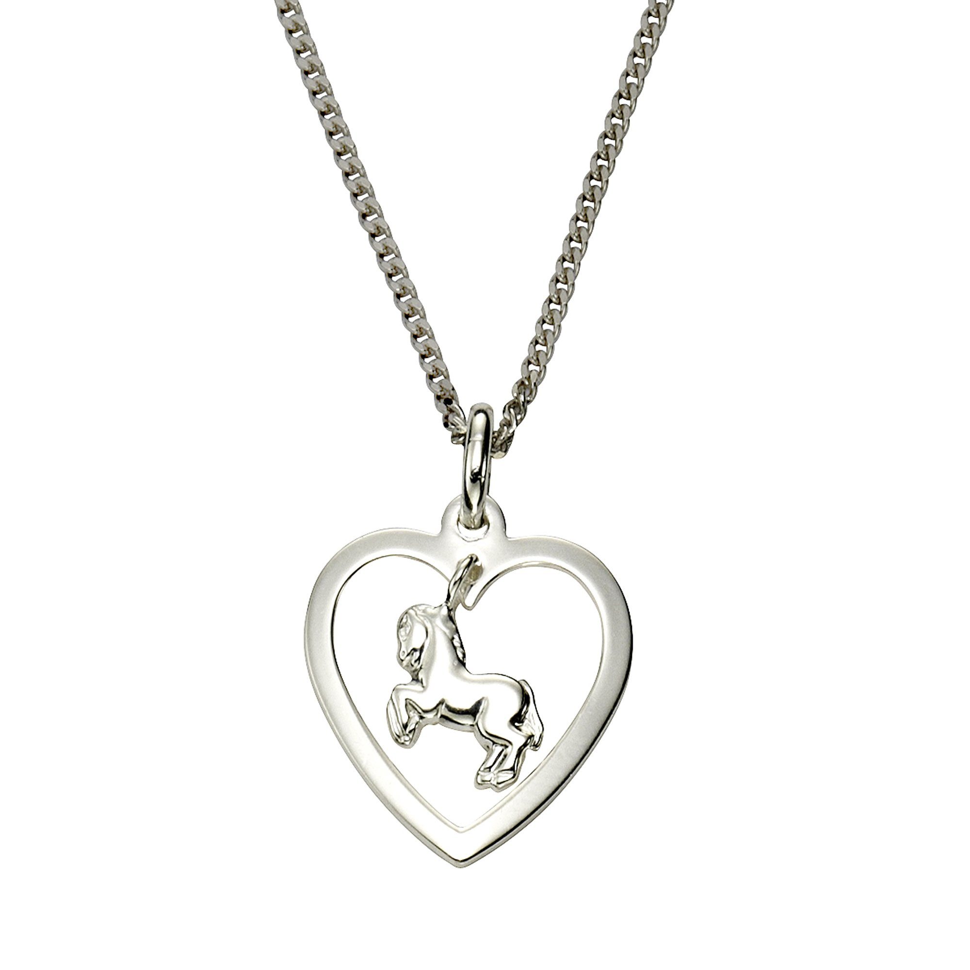 Zeeme Kette mit Anhänger Silber 925 Motiv Herz und Pferd