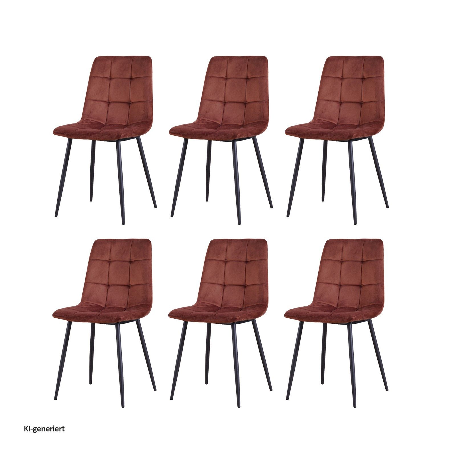 HTI-Living Esszimmerstuhl Esszimmerstuhl 6er Set Braun Mesa (Set, 6 St), Küchenstuhl mit Samtbezug