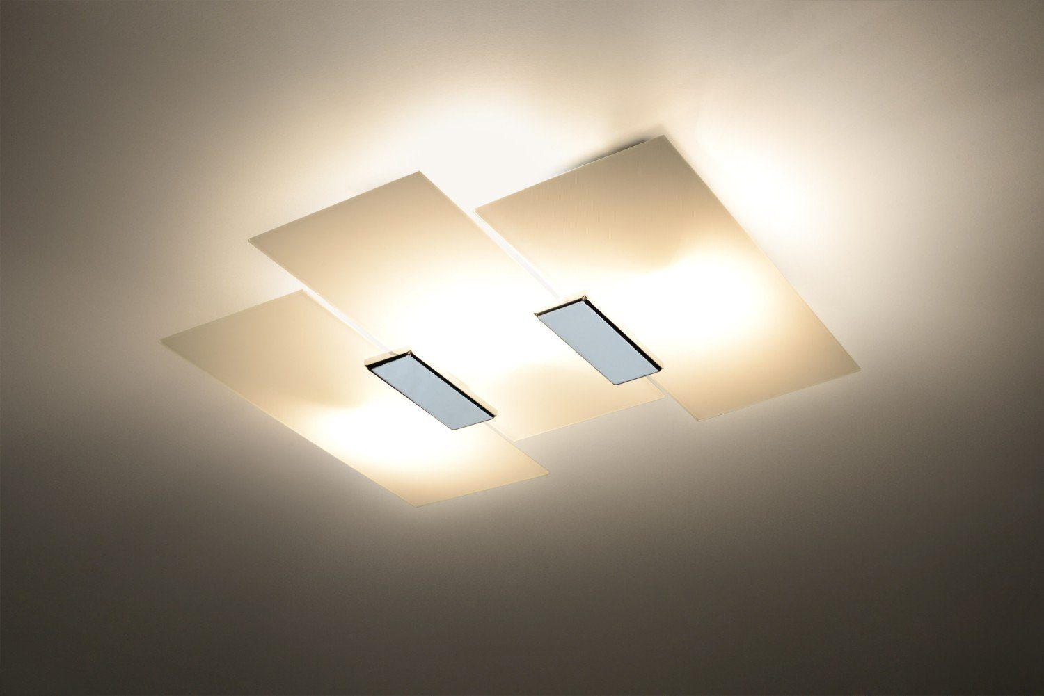 Wohnzimmer Deckenlampe 3-flmg Deckenleuchte Leuchtmittel, Chrom stylisch ohne VERONICA, Design Weiß Flur Glas Licht-Erlebnisse