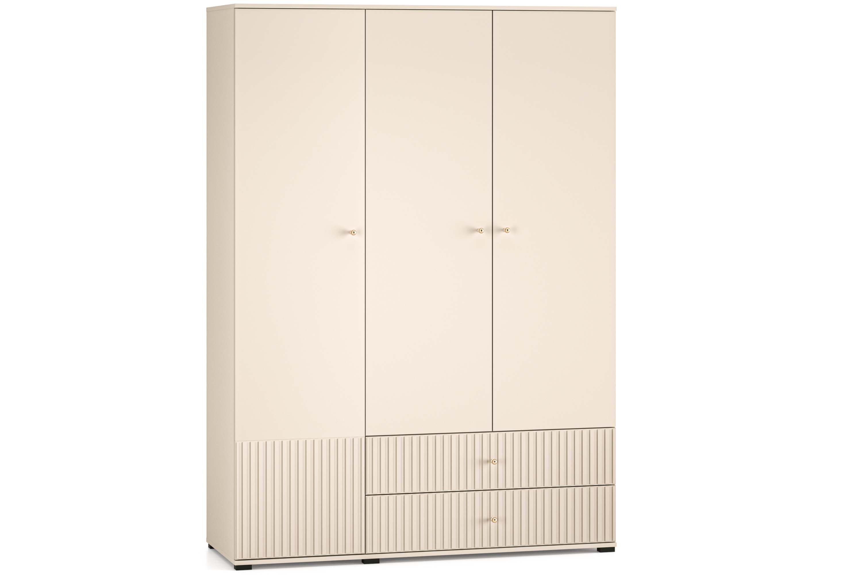 KONSIMO® Kleiderschrank DROMA Drehtürenschrank, Schrank, hergestellt in der EU, mit Schubladen, Loft und Elegant, mit Goldelementen