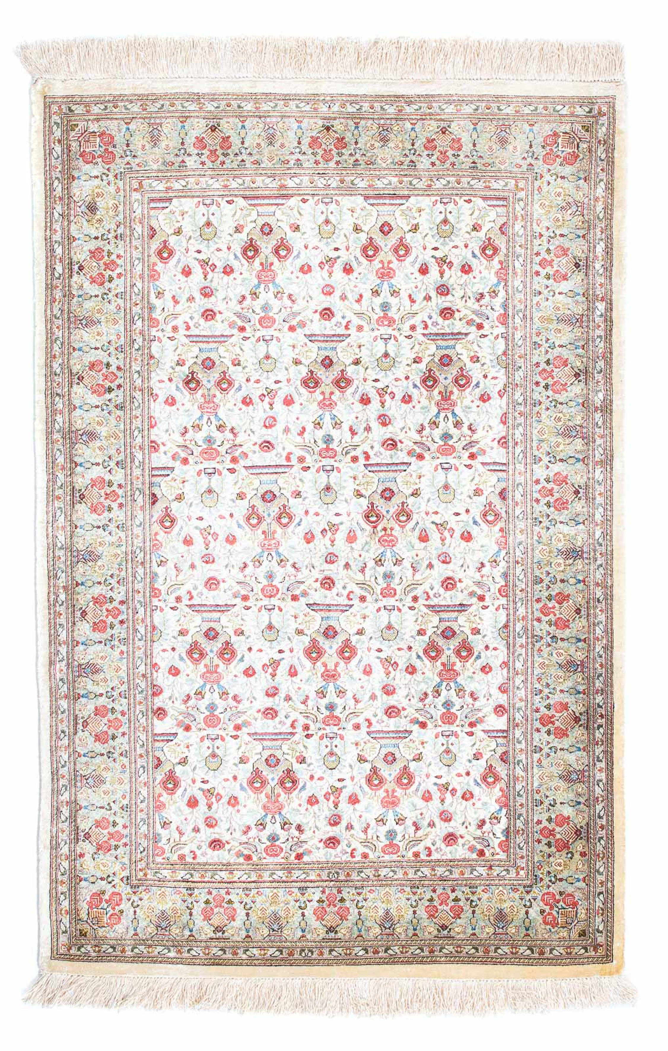 Orientteppich Perser - Ghom - 118 x 75 cm - beige, morgenland, rechteckig, Höhe: 10 mm, Wohnzimmer, Handgeknüpft, Einzelstück mit Zertifikat