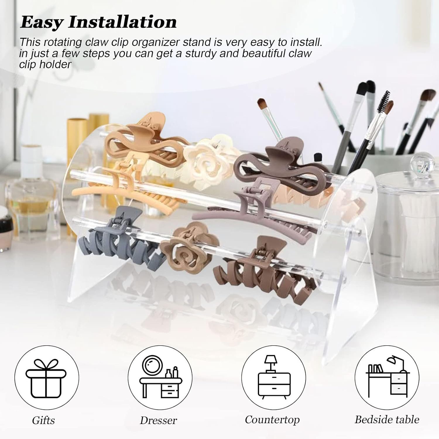 FELIXLEO Schmuckständer Acryl Haarreif Halter drehbar Schmuck Organizer für Haarspangen Ketten (1 St) – Bild 5 von 5