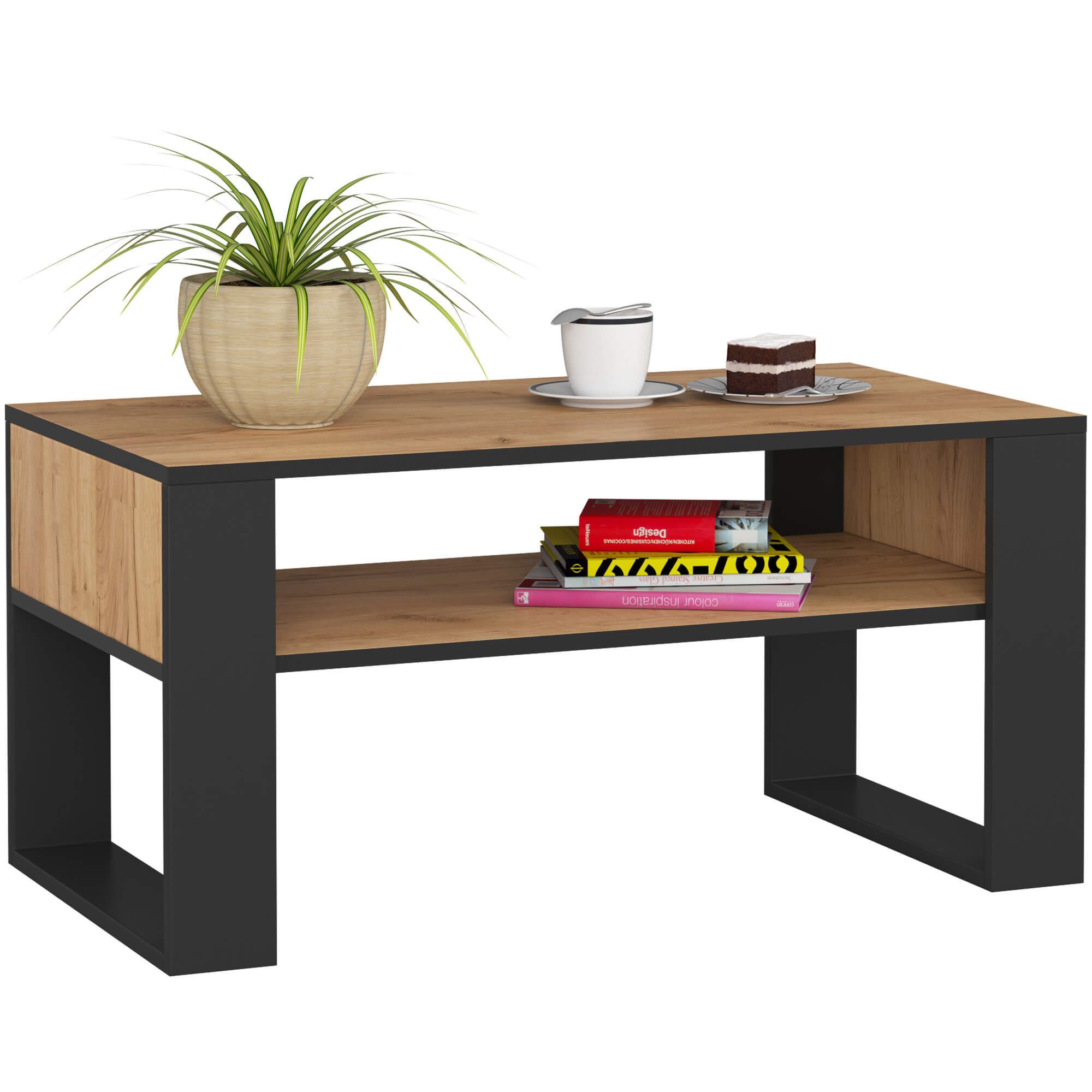 Milord Couchtisch Couchtisch Holz mit Regal 92x45x53cm Wohnzimmer Schlafzim günstig online kaufen