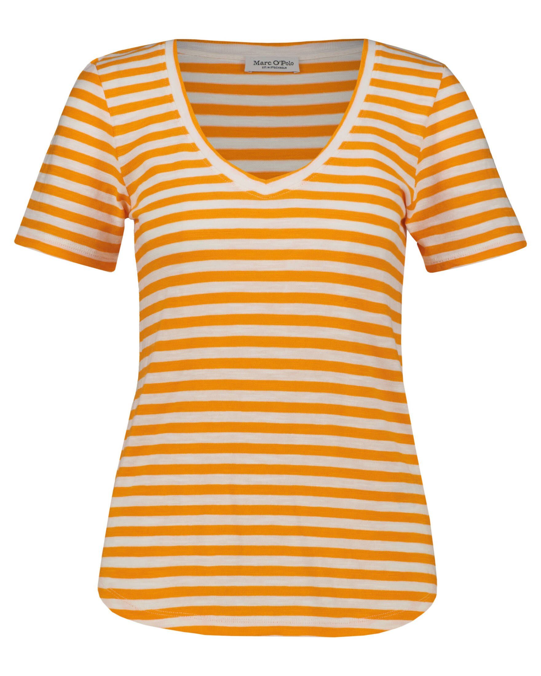 Marc O'Polo T-Shirt Damen T-Shirt mit Streifen (1-tlg) papaya (36) | T-Shirts
