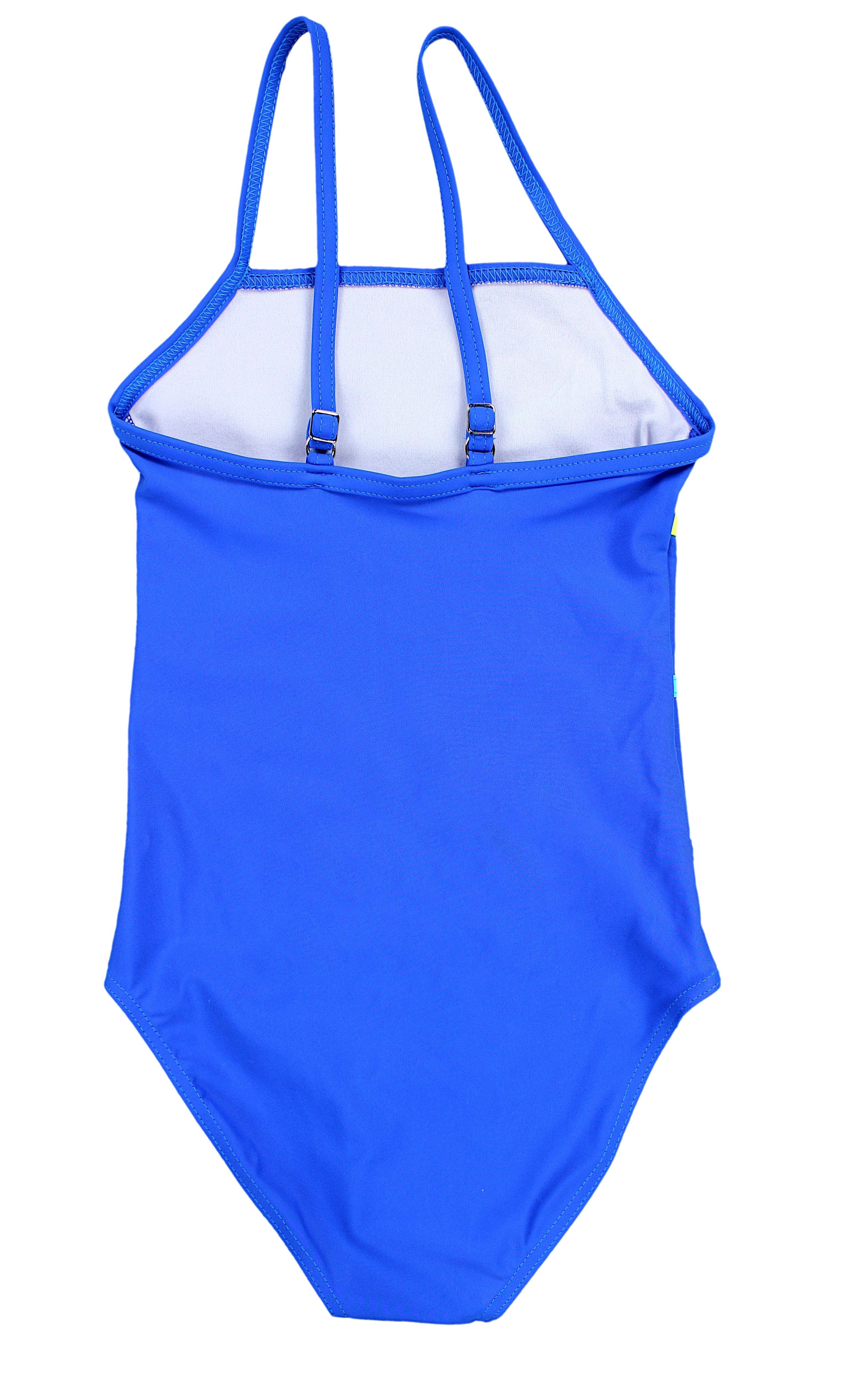Mädchen Aquarti Aquarti Badeanzug Spaghettiträgern Streifen Gelb Blau Badeanzug mit / Kornblumenblau Streifen