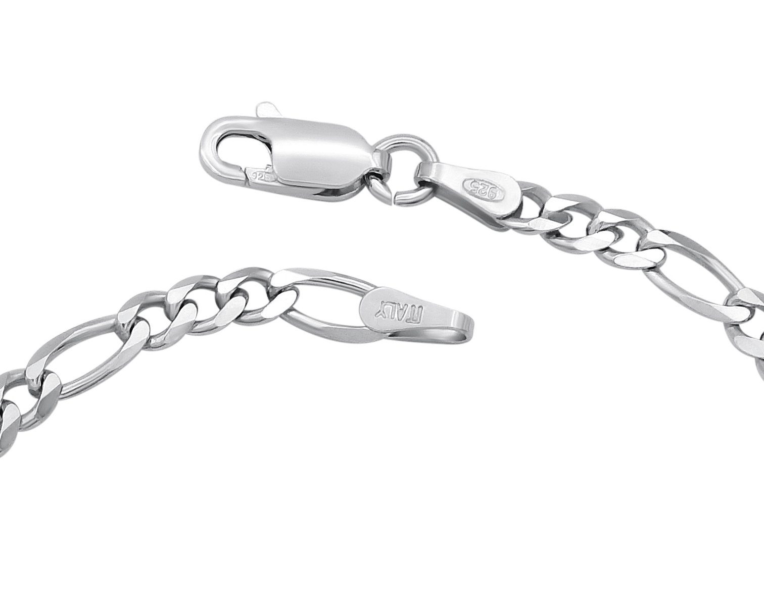 by breit, Kauf-mich-weg Bella 17 T Figaro rhodiniert Silberarmband Armband 3,5mm Silber - 925 Sterling Länge 22cm wählbar