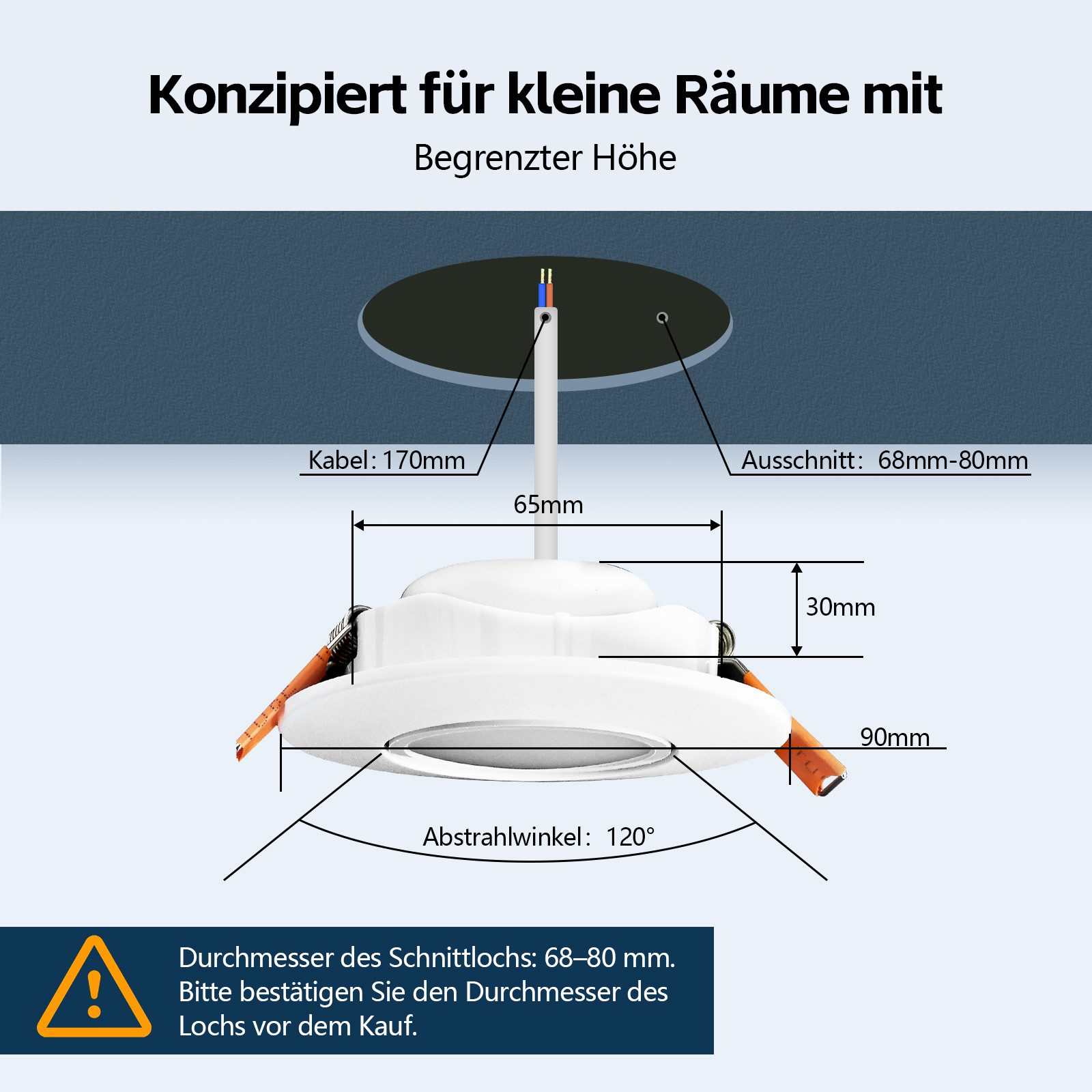 GeyouLux LED Einbaustrahler Dimmbar 68-80mm 4.9W Ultra Flach LED Spots, 45° günstig online kaufen