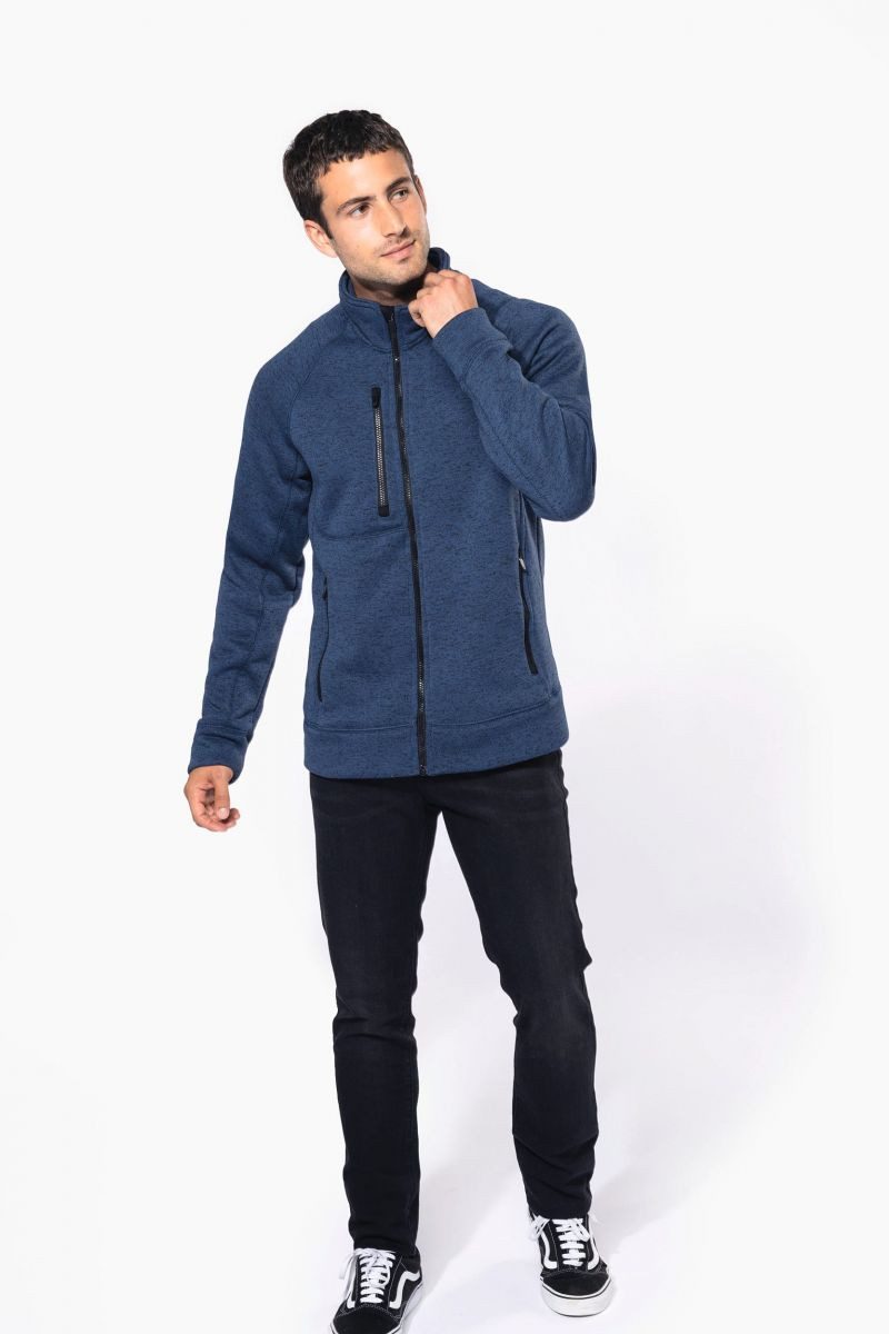 Kariban Outdoorjacke Herren-Weste mit Reißverschluss, aus Chiné