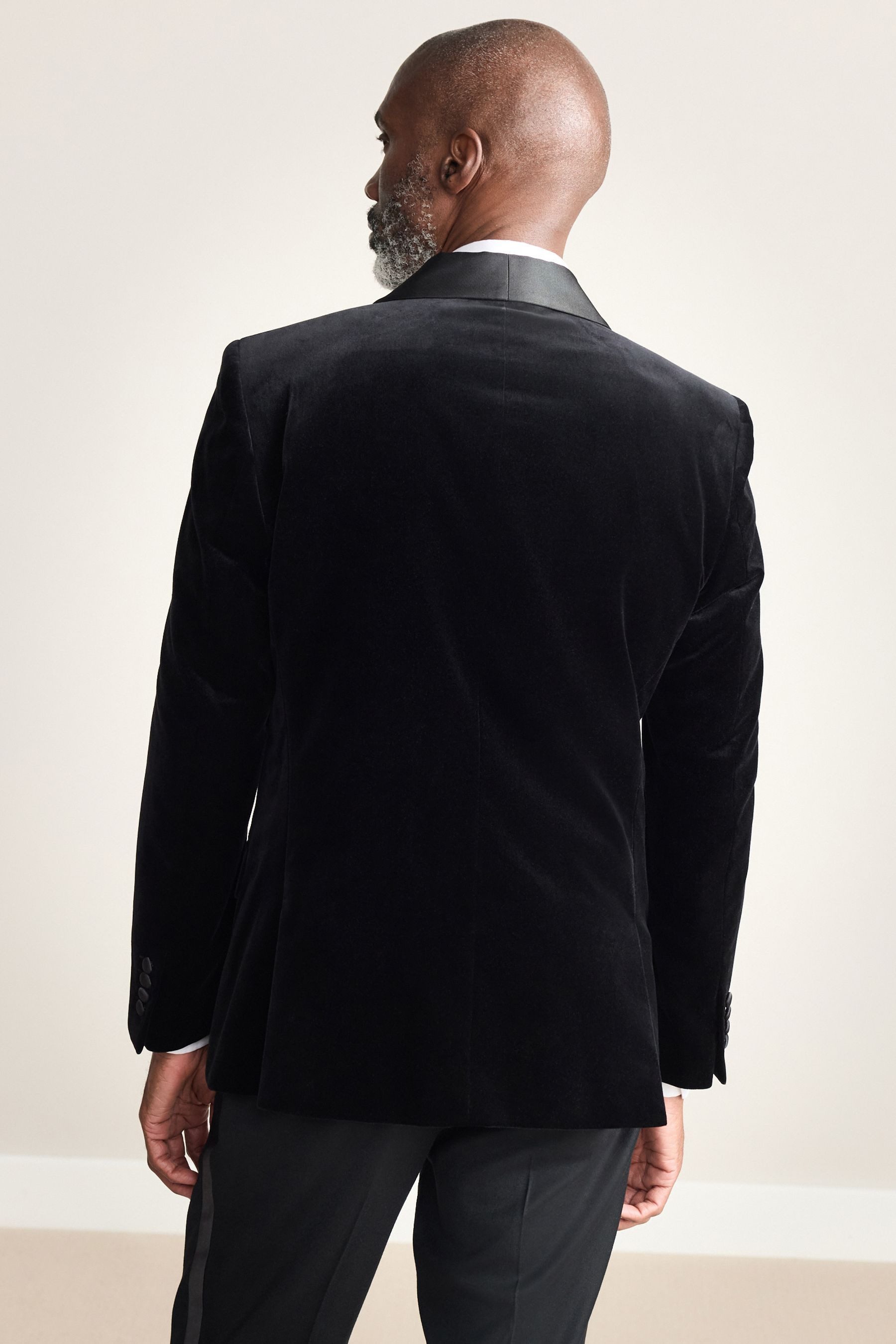 Next Jackenblazer Slim Fit Signature Samtsakko mit Schalkragen (1-tlg)