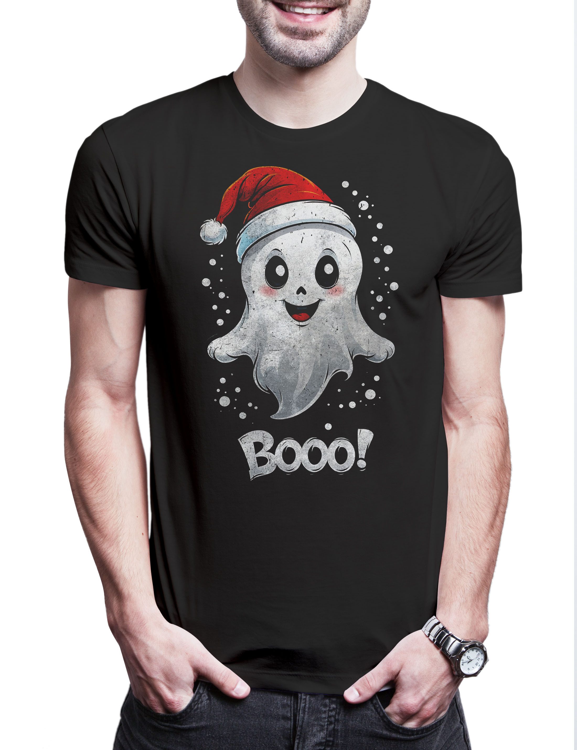 Urban Backwoods Print-Shirt Christmas Boo Ghost Herren T-Shirt Geist Comic günstig online kaufen