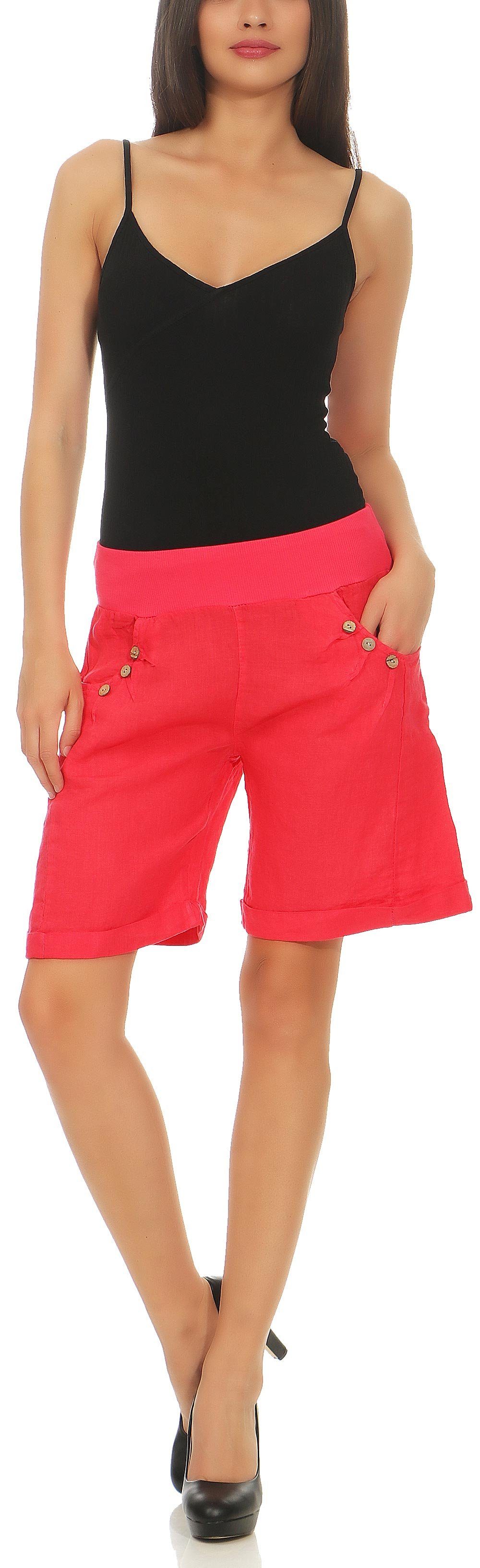 malito more than fashion pink aus Shorts Bermuda Leinenhose Leinen 8024