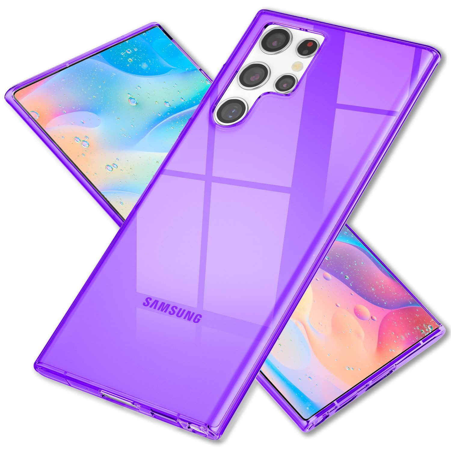 Nalia Smartphone-Hülle Samsung Galaxy S22 Ultra 17,3 cm (6,8 Zoll), Klare Neon Silikon Hülle / Bunt Leuchtend / Durchsichtig / Flexibel