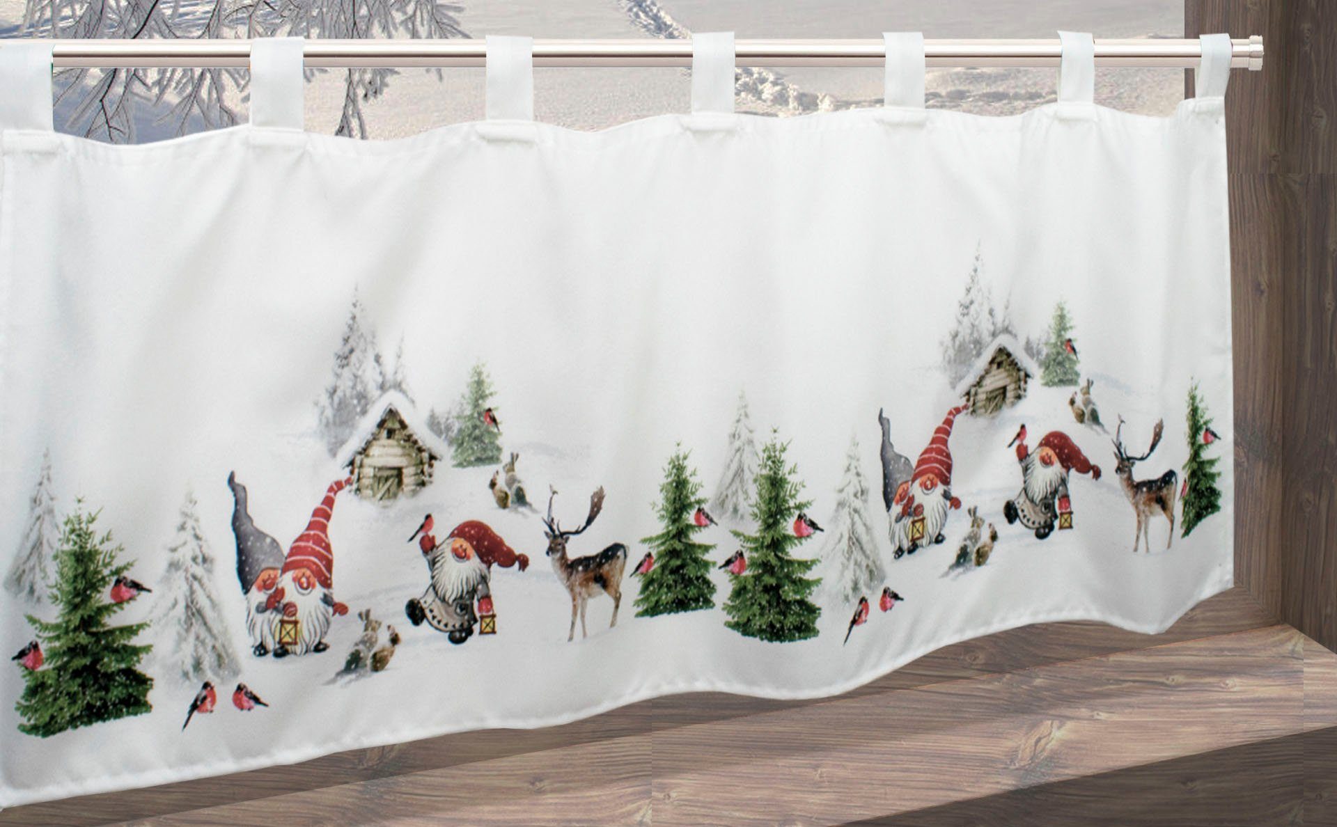 Delindo Lifestyle Scheibengardine Winterstimmung, Schlaufen (1 günstig online kaufen