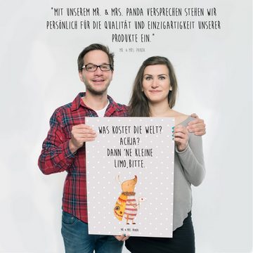 Mr. & Mrs. Panda Poster DIN A2 Nachtfalter Fähnchen - Grau Pastell - Geschenk, Tiere, lustige, Nachtfalter mit Fähnchen (1 St), Farbenfroh & Detailreich