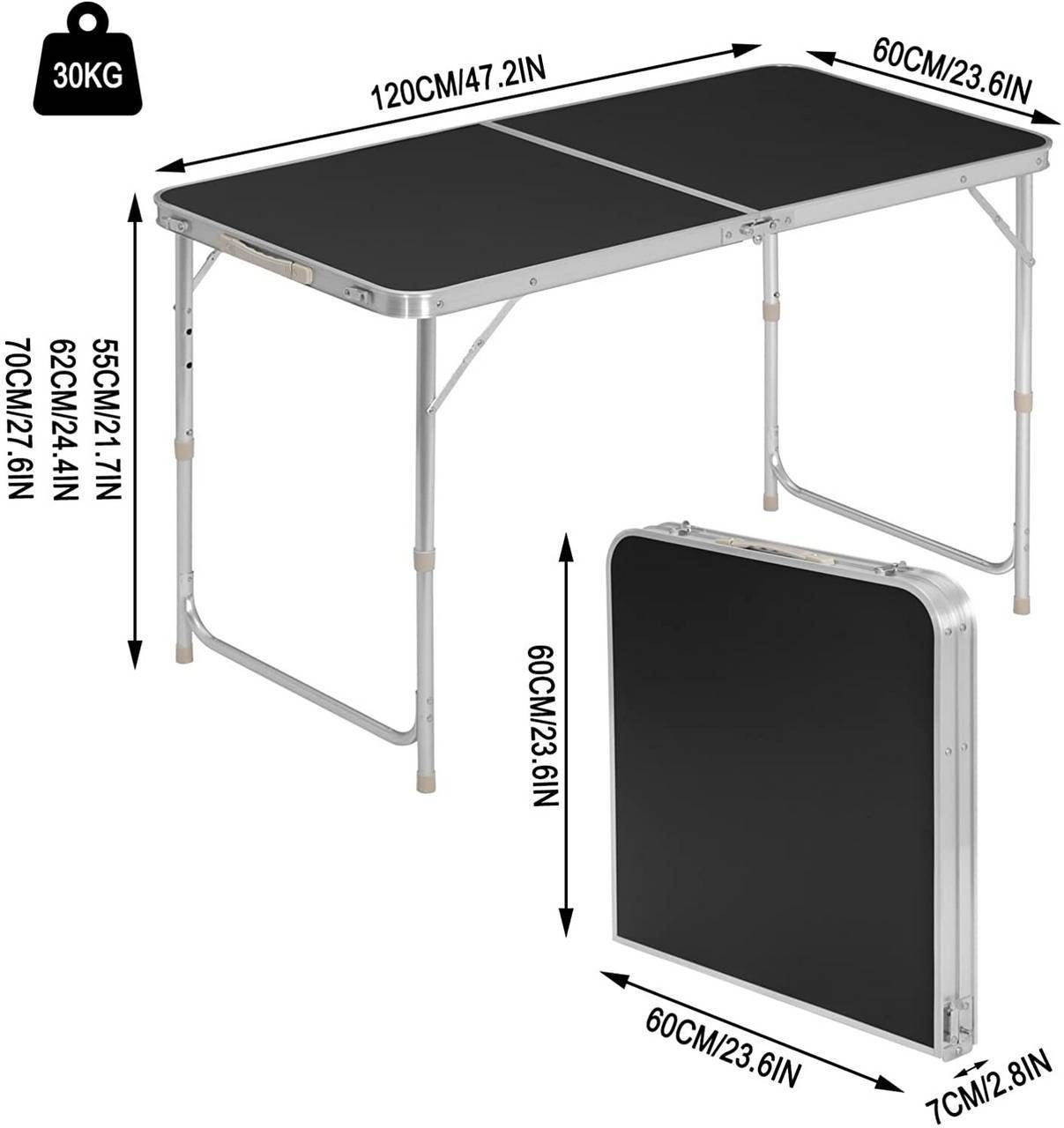 Woltu Campingtisch (1-St), Klapptisch, höhenverstellbar, aus Aluminium MDF