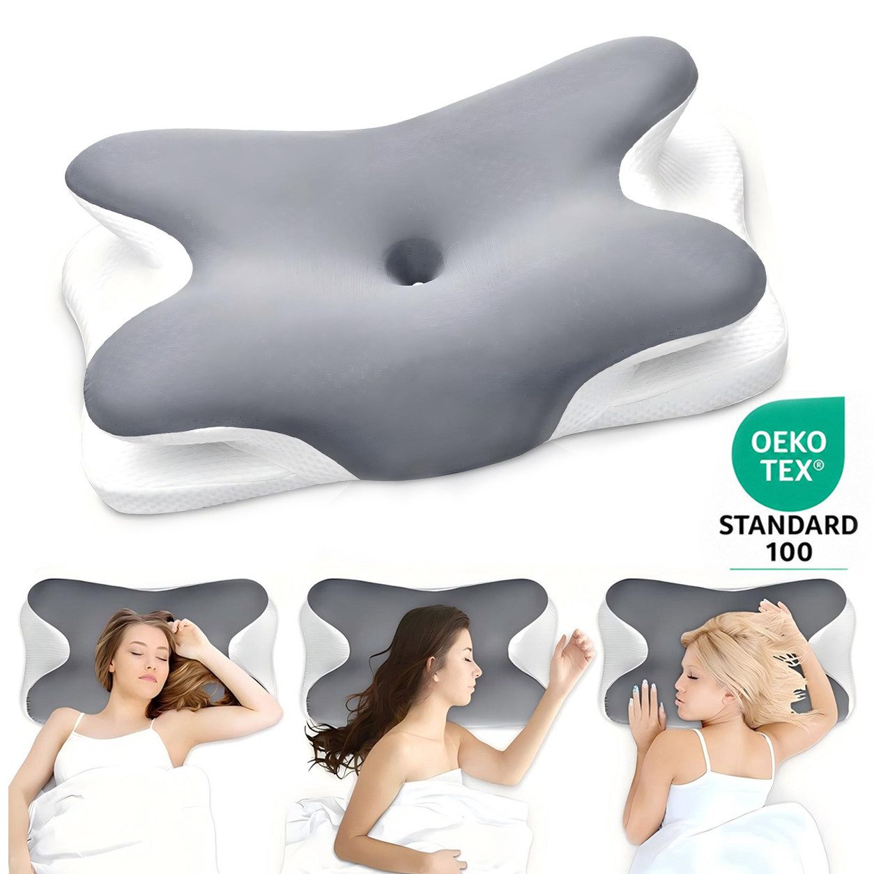 AIBISTAR Kopfkissen Kopfkissen Nackenstützkissen,Schlafkissen,Nackenkissen,Memory Foam, Füllung: Kopfkissen aus Memory Foam, Seitenschläfer, stützt Kopf und Nacken, Bauchschläfer, Rückenschläfer, Seitenschläferkissen für Seiten-, Rücken- und Bauchschläfer