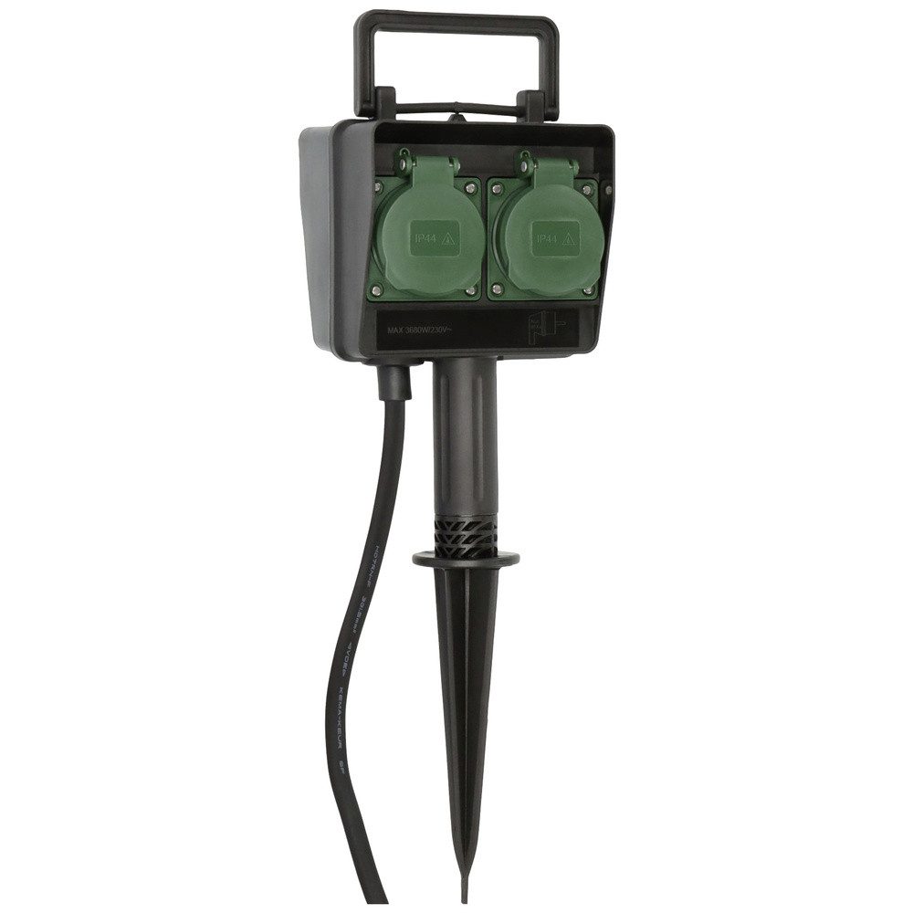 Brennenstuhl Gartensteckdose Brennenstuhl 1154450 Gartensteckdose 4fach Grün mit Erdspieß, 1154450