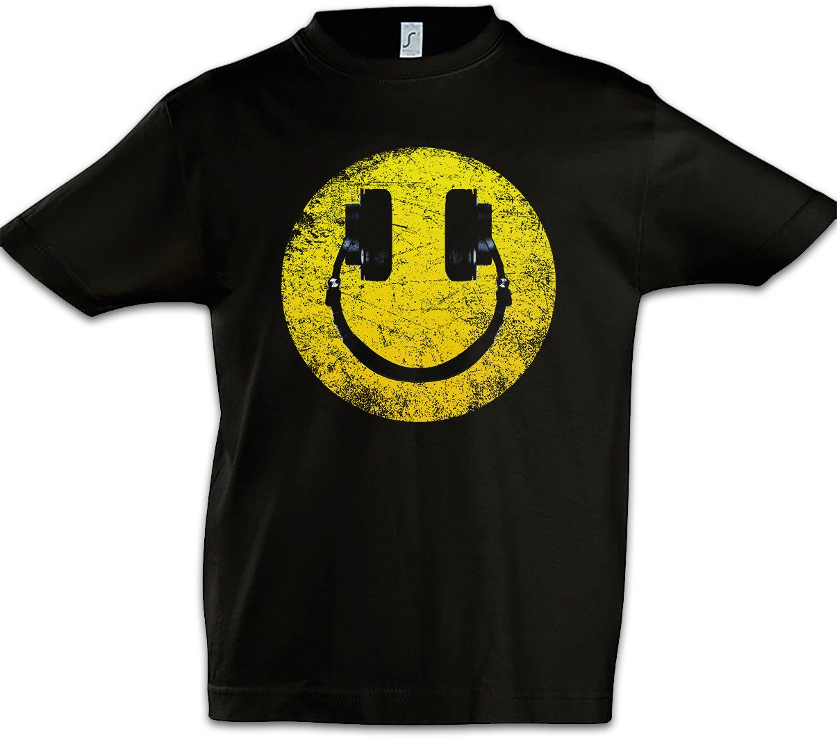 Print-Shirt Headphones Smile Kinder T-Shirt Dj Disco Electro Techno Rave Club Rap