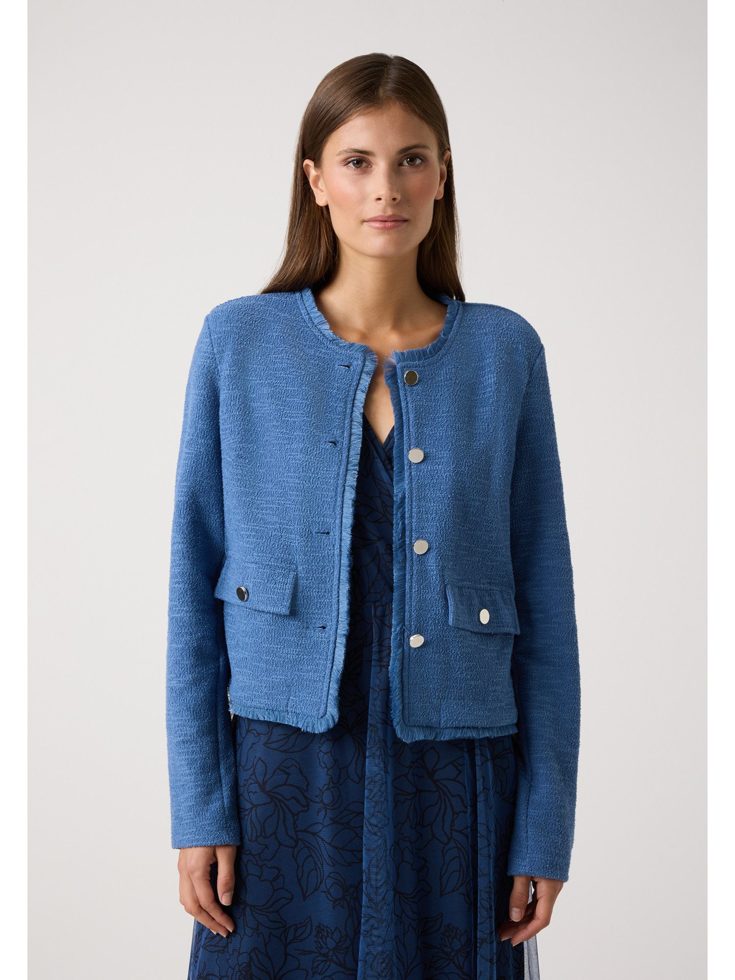 Jerseyblazer Boucléjersey-Kurzblazer