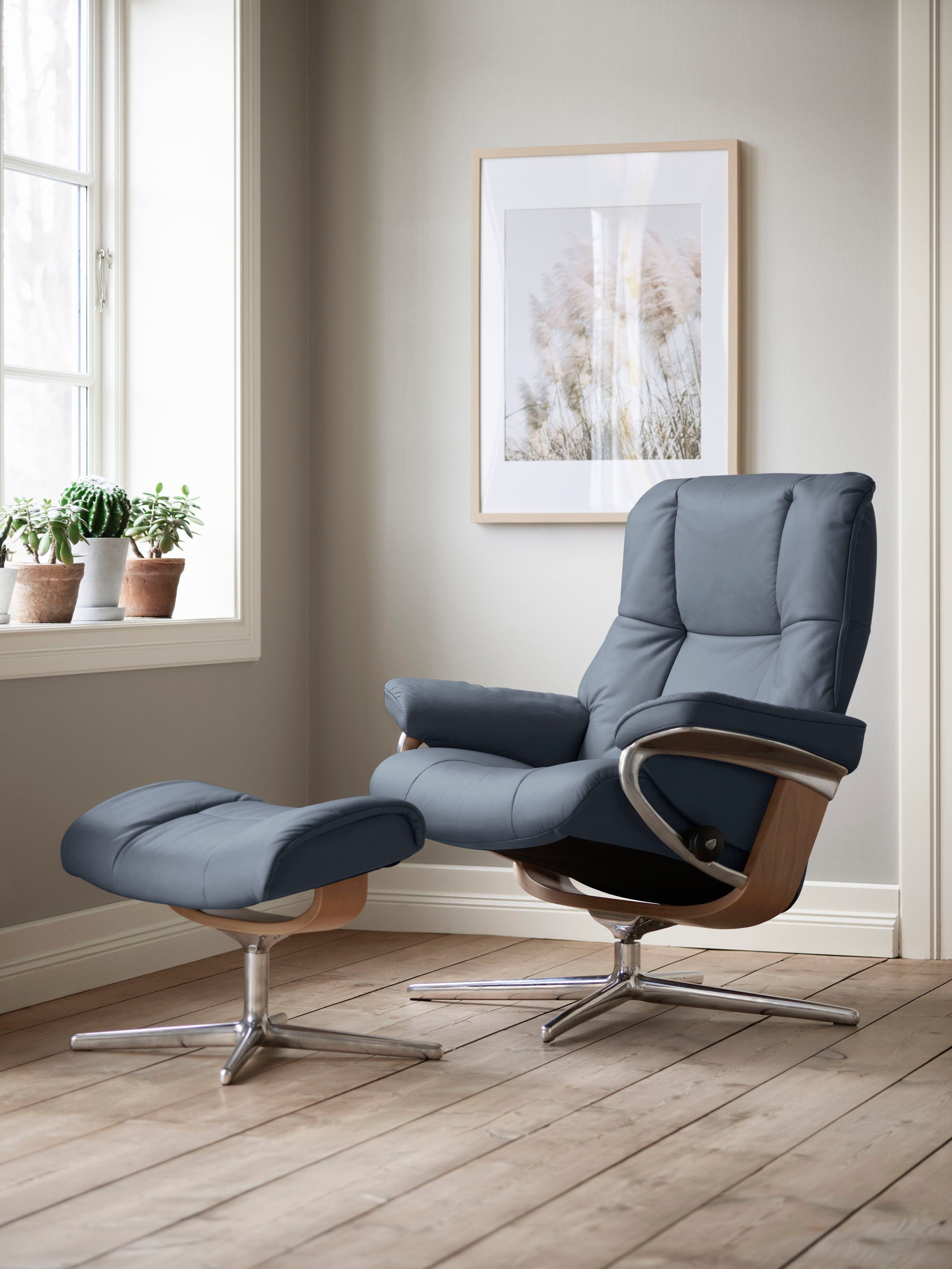 Stressless® Relaxsessel Mayfair (Set, Relaxsessel mit Größe M Hocker), Hocker, mit Cross Base, & S, L, Holzakzent mit Eiche