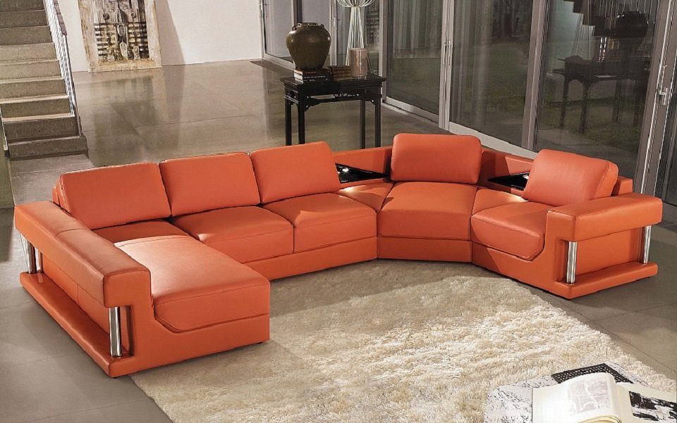 Europe U JVmoebel Made Couch Eckcouch, Ecksofa in Eckgarnitur Form Orange Sofa Wohnlandschaft