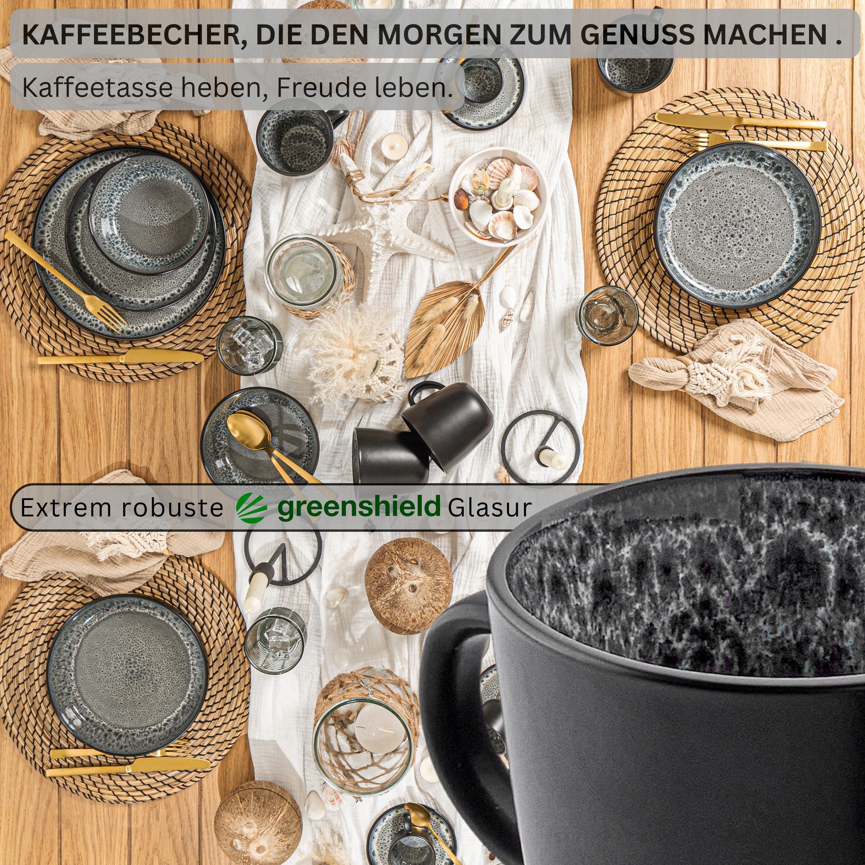 SÄNGER Becher Set Sydney, 6-tlg., Steingut, 6 tlg. Kaffeebecher Set, Handmade, VALUE COLLECTION