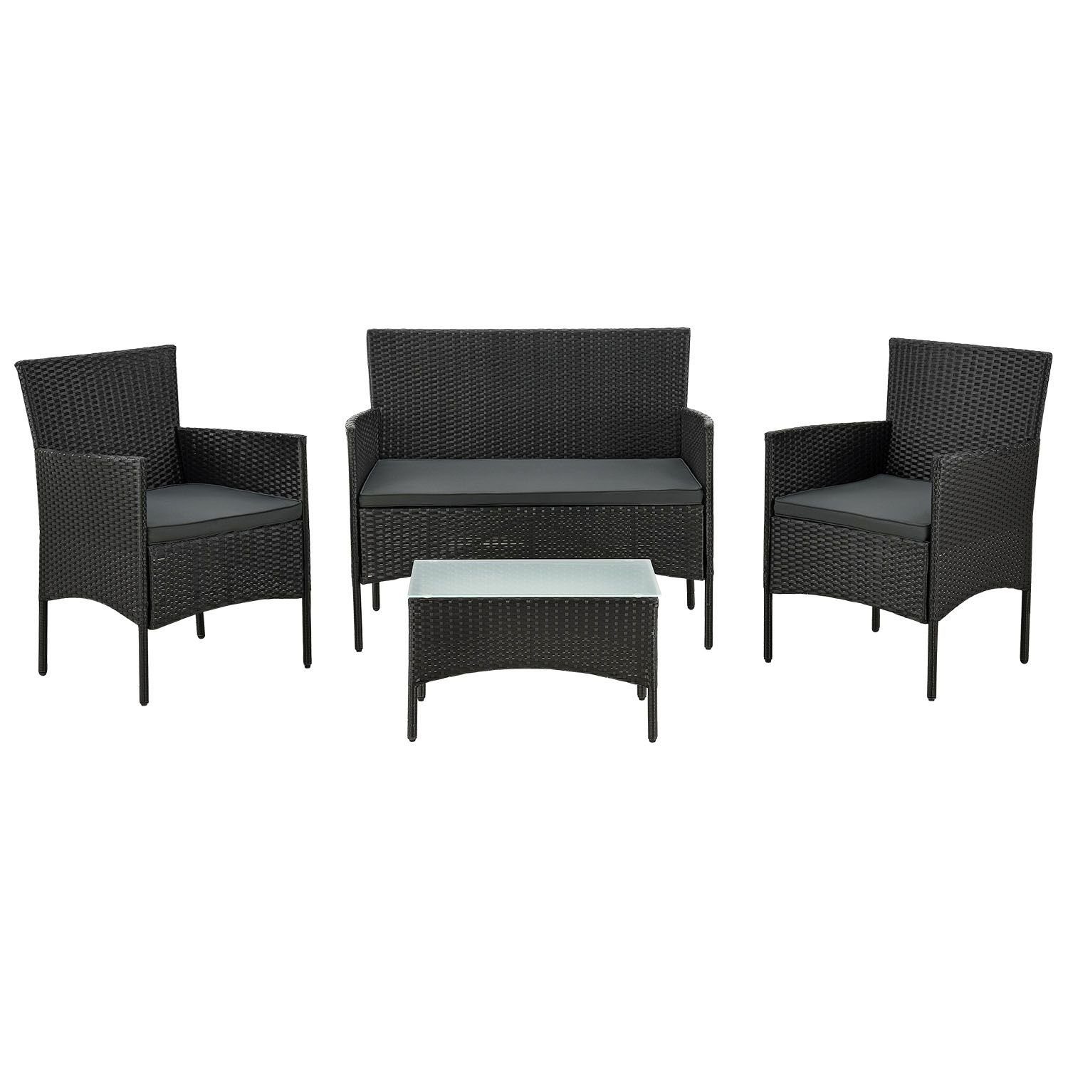 Juskys Gartenlounge-Set Fort Myers, wetterfeste Polyrattan Sitzgruppe für 4 Personen