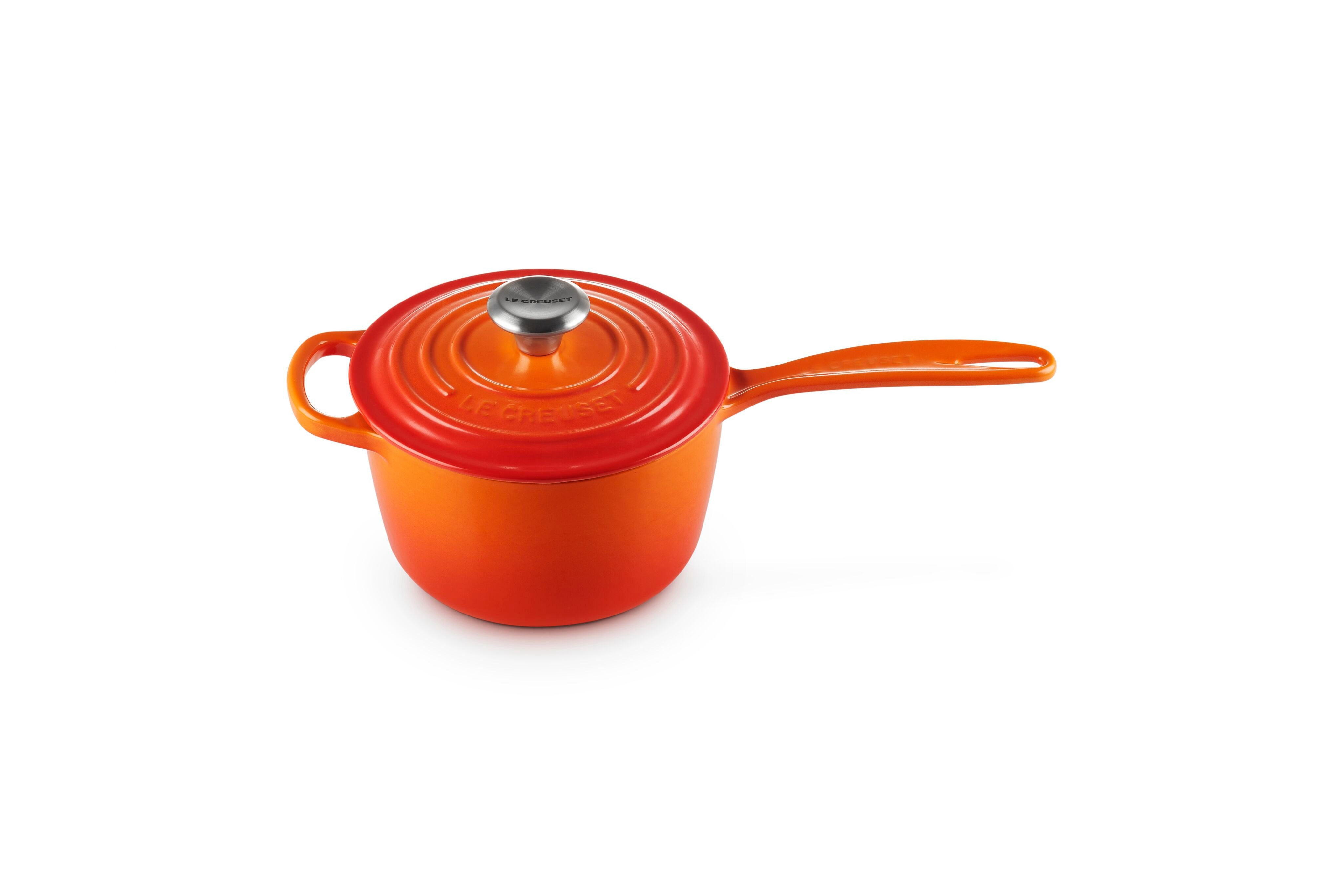 LE CREUSET Kasserolle Stielkasserolle, Rund, Gusseisen, Ø 16 cm, 2,37kg, Ofenrot, 21181160902430