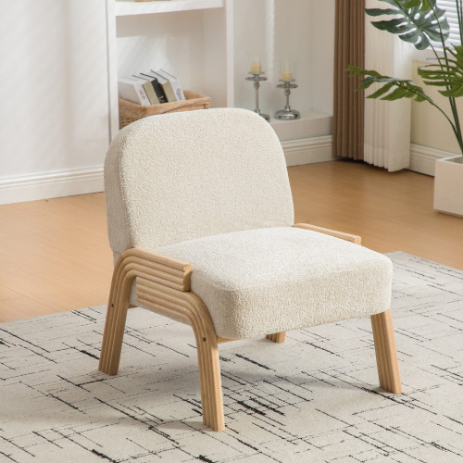 ANYSUN Loungesessel Einzelsessel fürs Wohnzimmer mit gepolsterter Rückenlehne (1 St), (1 St), Holzbeine, belastbar bis 136 kg
