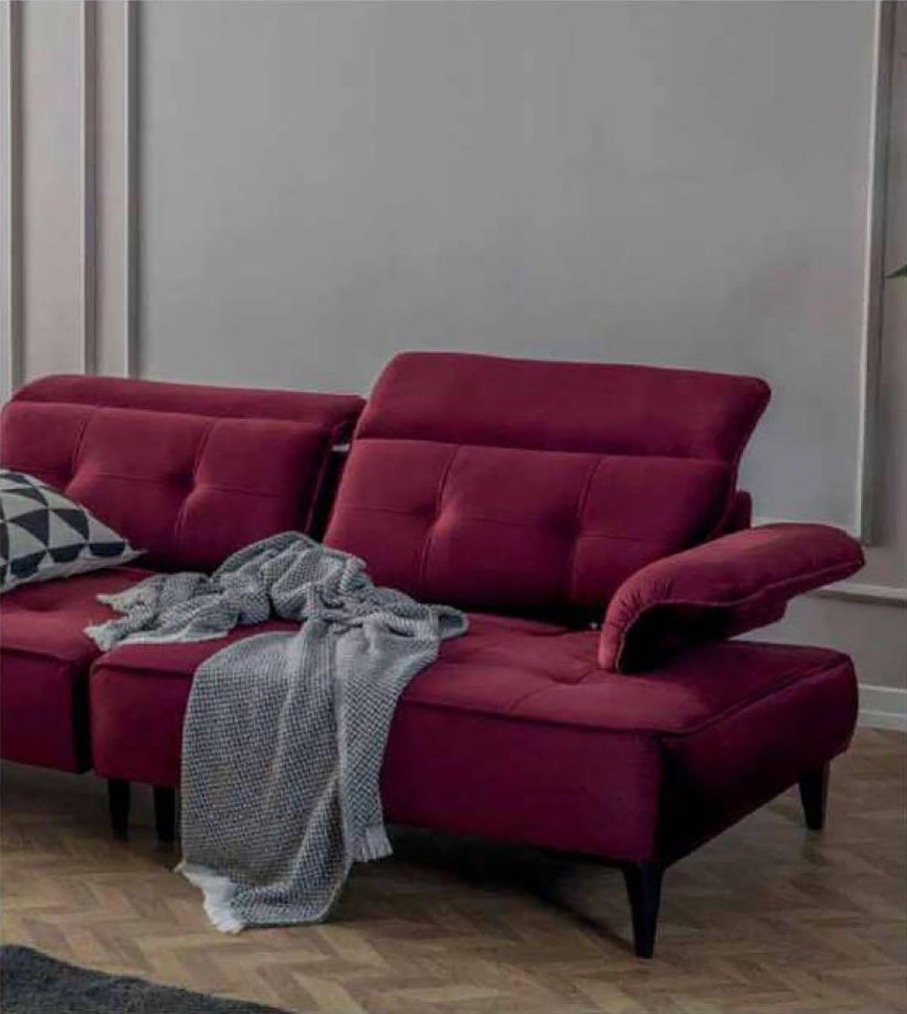 Sessel Sofagarnitur 3 Polyester, (2-St., JVmoebel Wohnzimmer-Set Stoff Sessel) Grau Rosa Zweisitzer Sofa Sitzer Sitzer