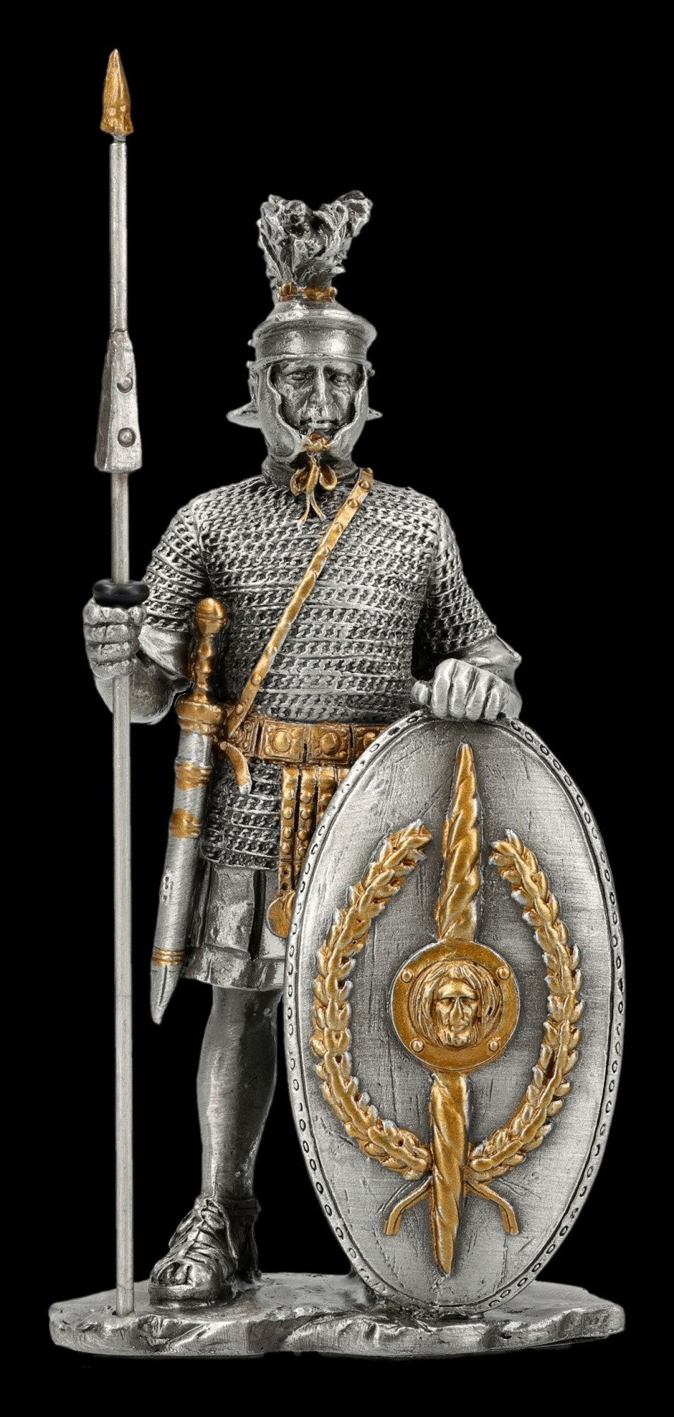 Figuren Shop GmbH Dekofigur Römischer Legionär Figur – Zinn Sammlerfigur Antike Statue 12 cm