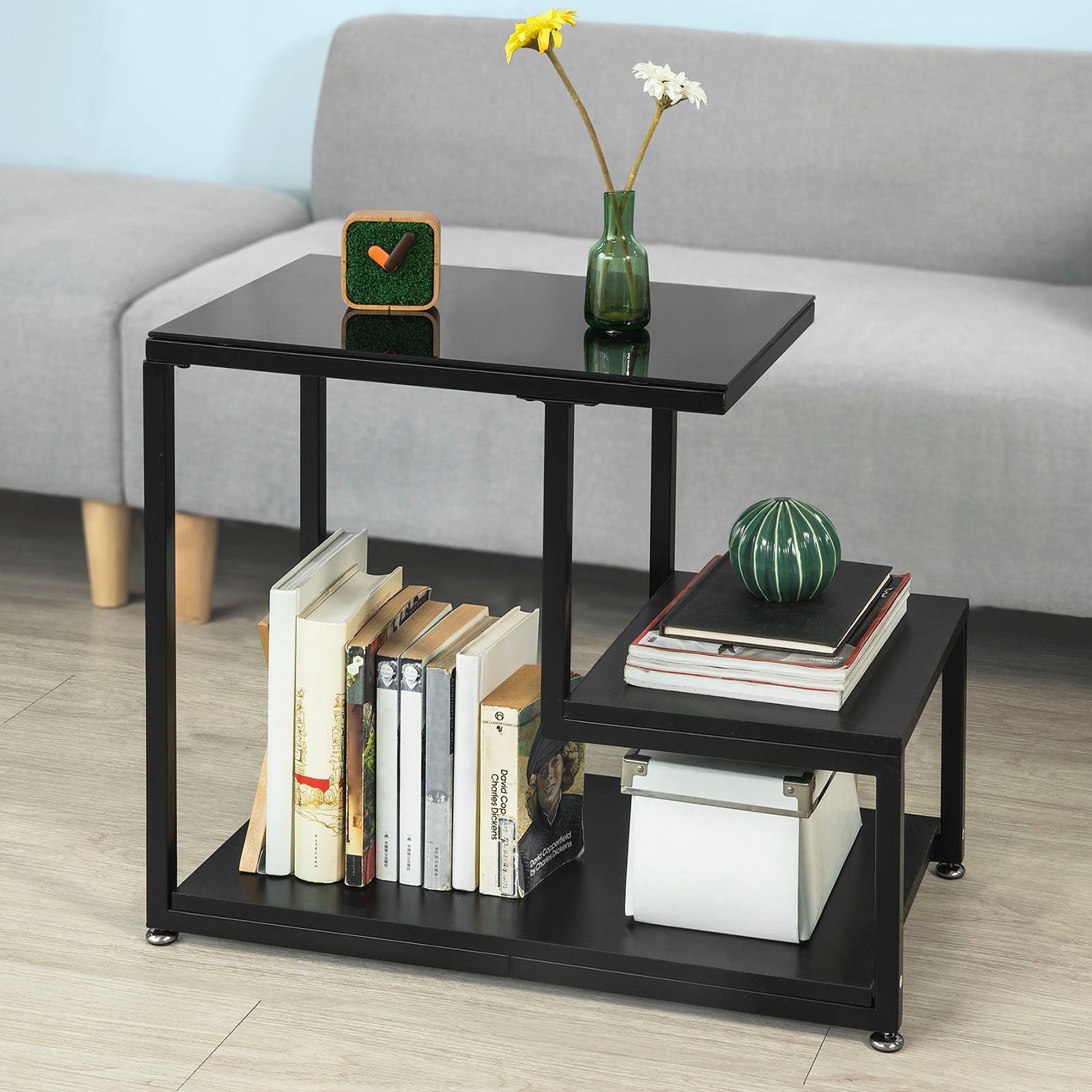 SoBuy Beistelltisch FBT65, mit Glasplatte Sofatisch günstig online kaufen