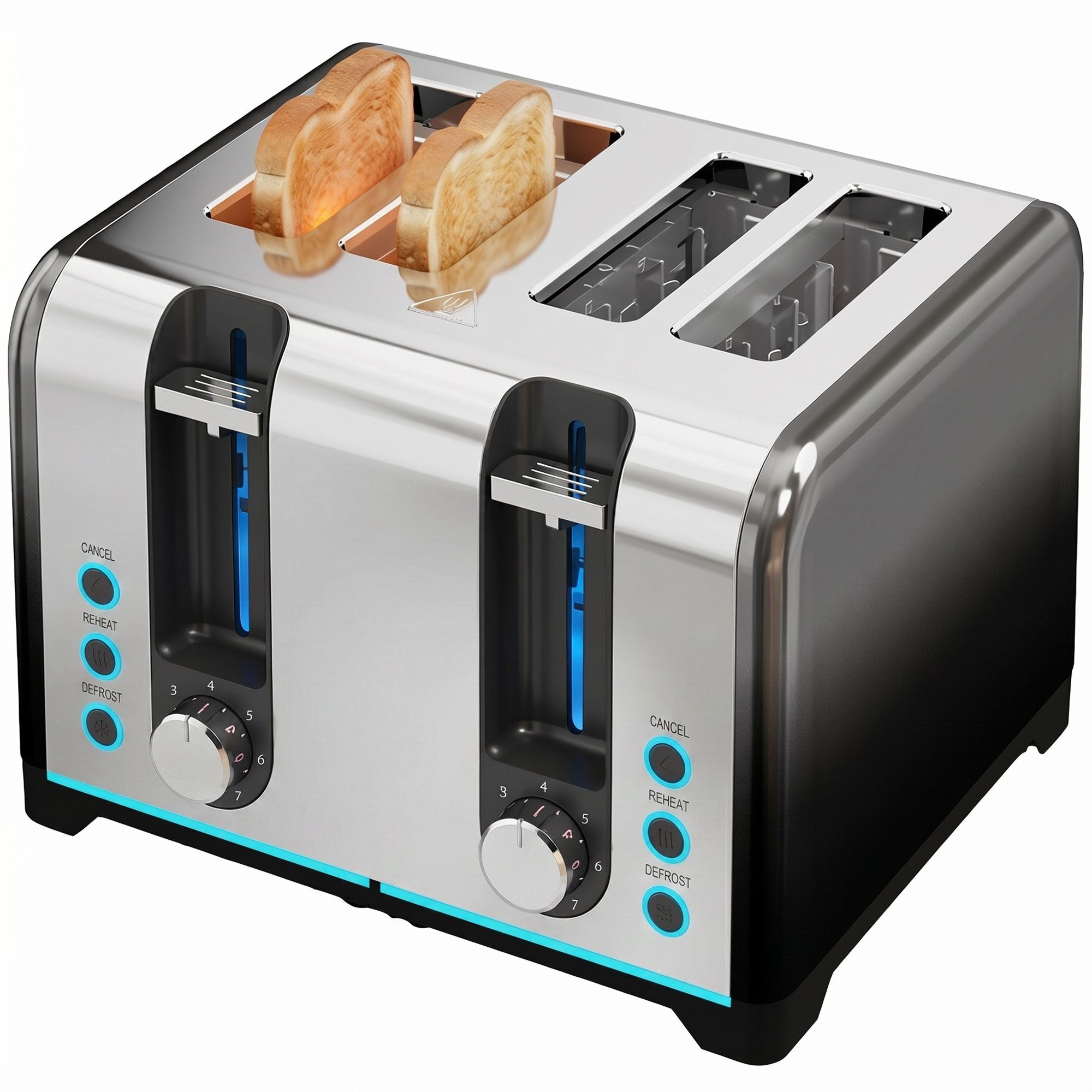ibettertec Toaster 2-Scheiben-Toaster mit 7 Bräunungsstufen Wärmerost, 930 W, Auftauen/Erwärmen/Abbruch