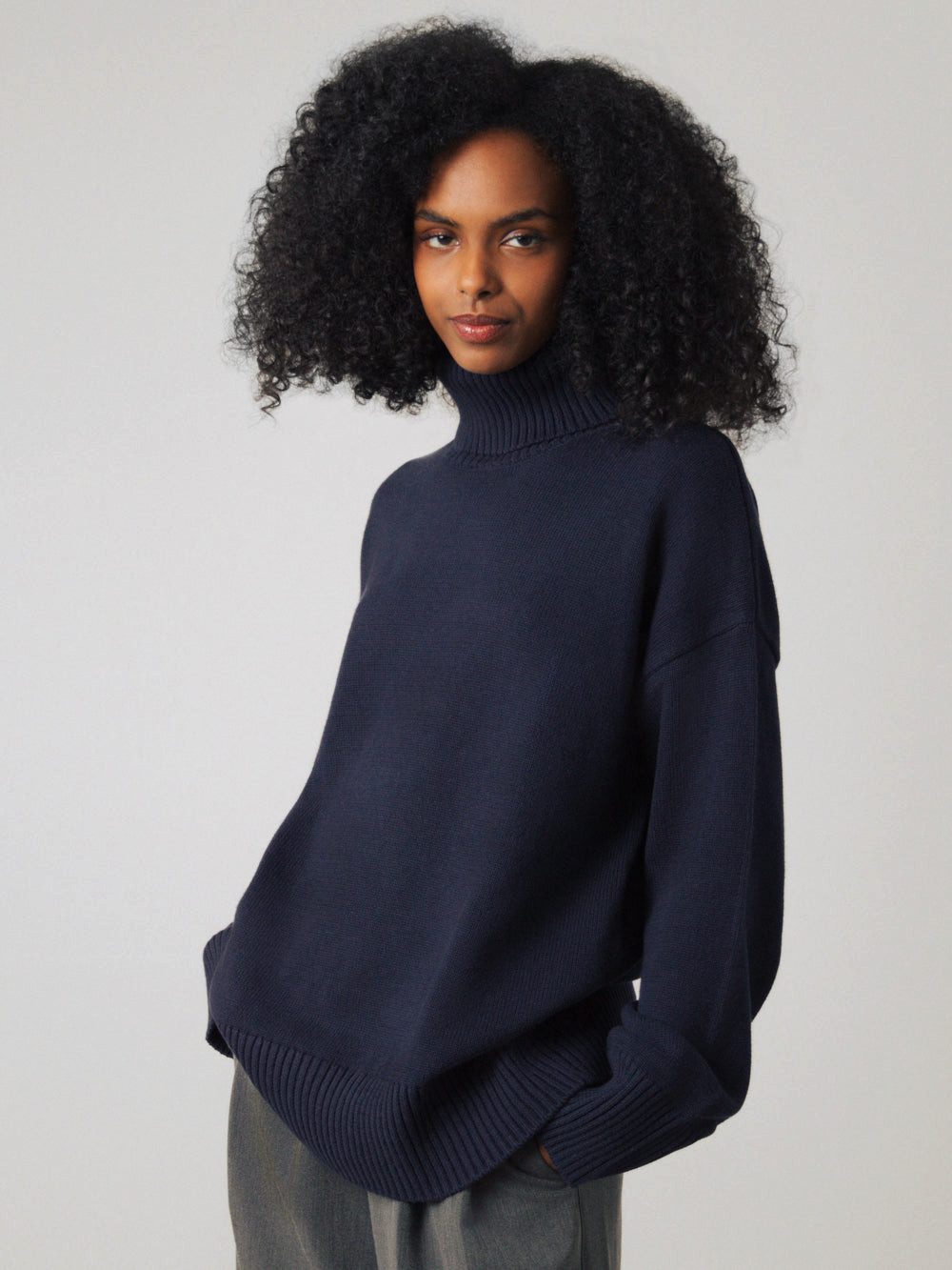 HONEST BASICS Strickpullover Chunky Rollkragenpullover aus Bio-Baumwolle