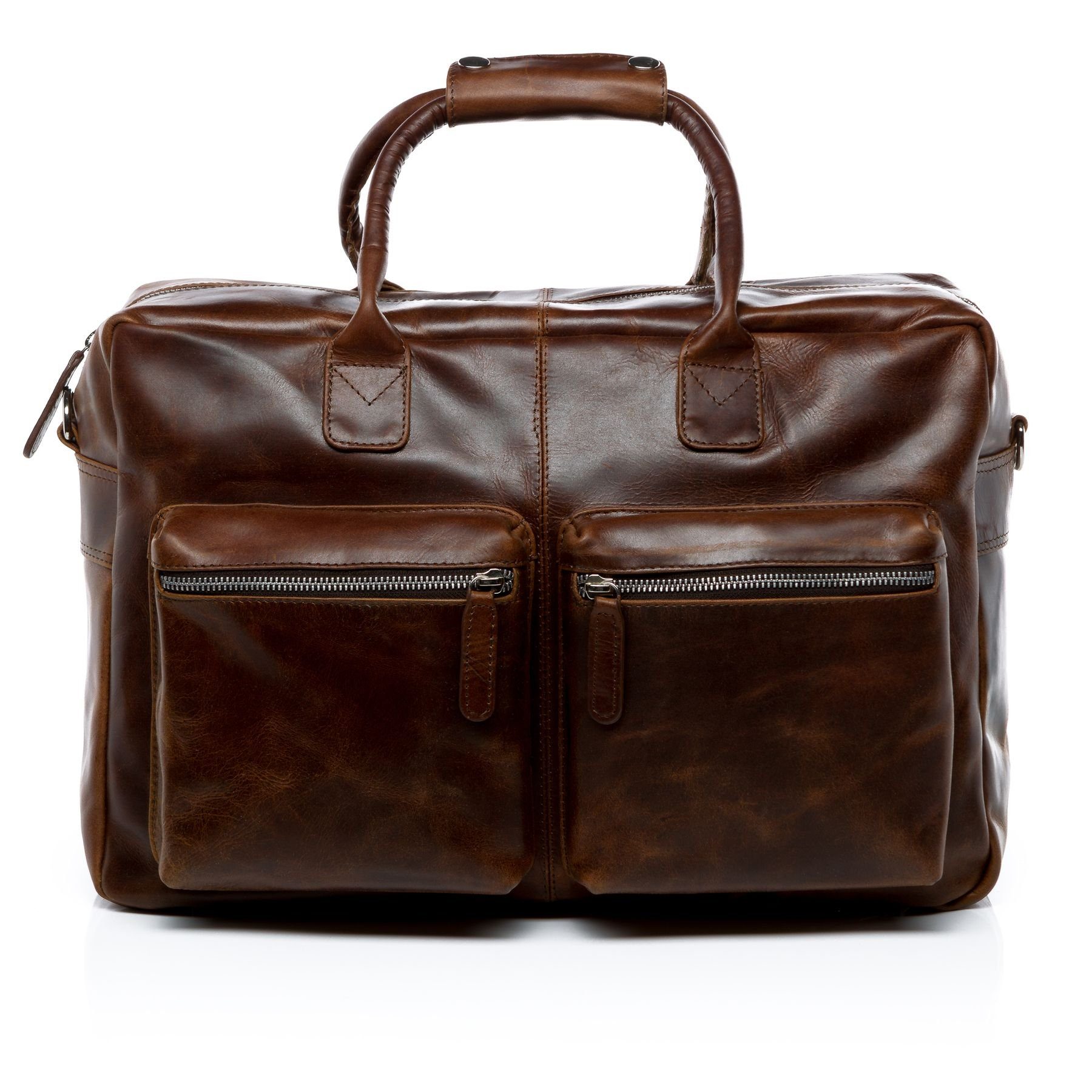 SID & VAIN Laptoptasche echt Leder Aktentasche groß 15 Zoll braun, Laptoptasche 15,4 Zoll, Aktentasche Echtleder Herren braun-cognac
