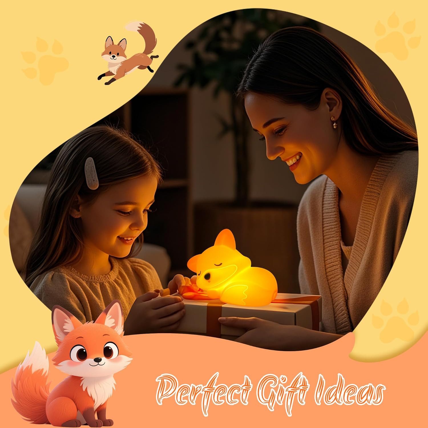 FELIXLEO LED Nachtlicht Fuchs Nachtlicht Kinder Silikon Lampe Dimmbar Touch