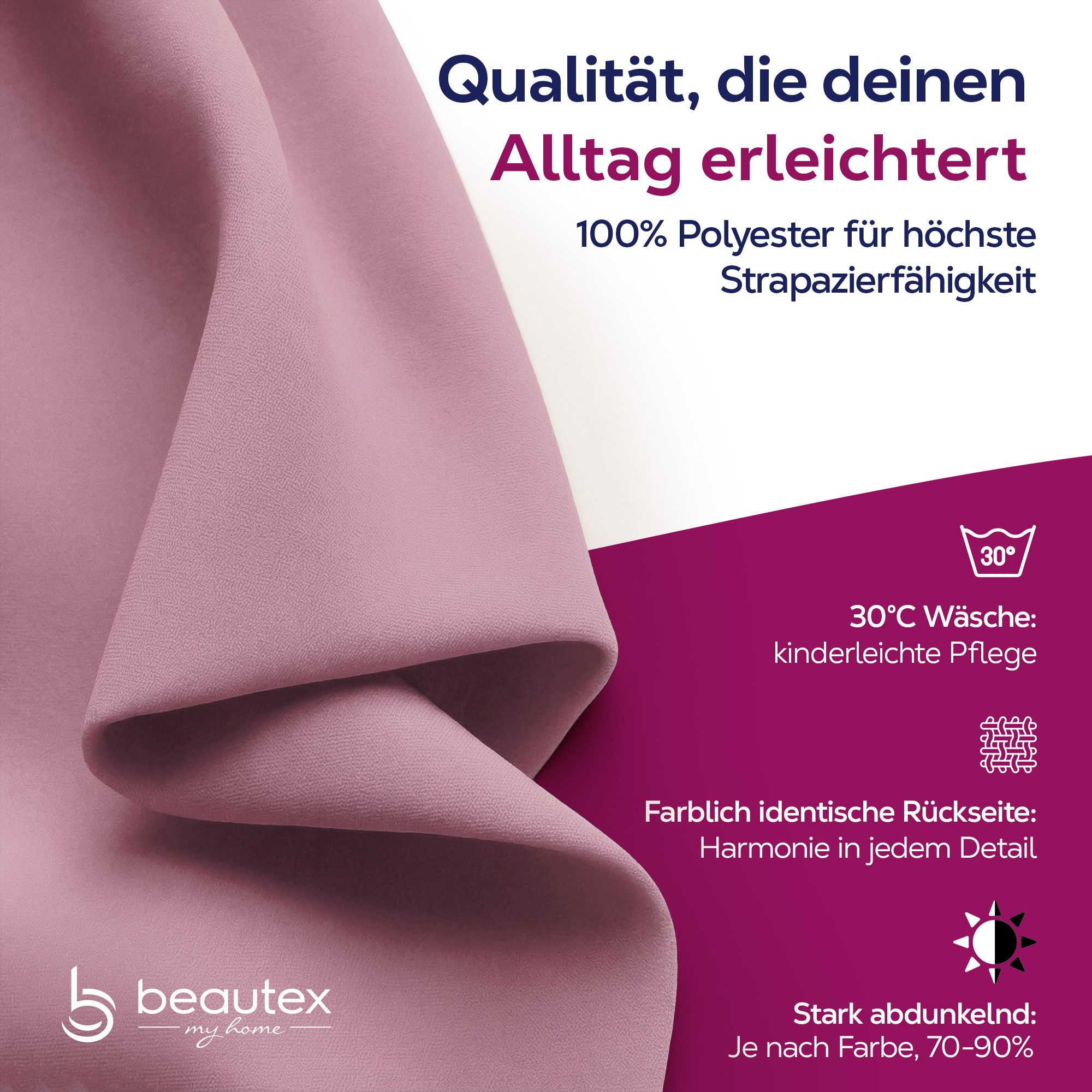 Beautex Verdunkelungsvorhang Verdunkelungsgardine Kräuselband Vorhang blick günstig online kaufen