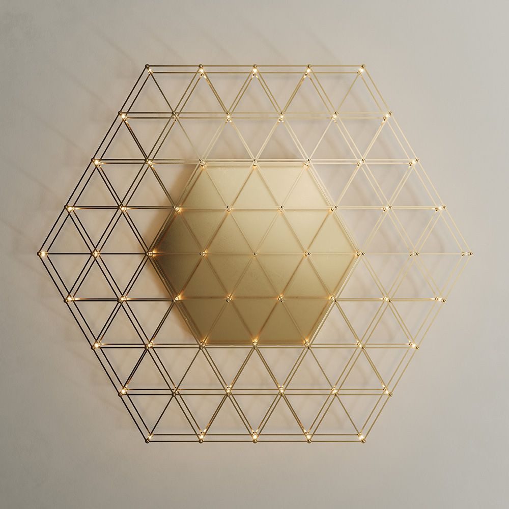 s.luce Deckenleuchte Atom eckige LED Effekt Wand- & Deckenleuchte Goldfarben, Warmweiß
