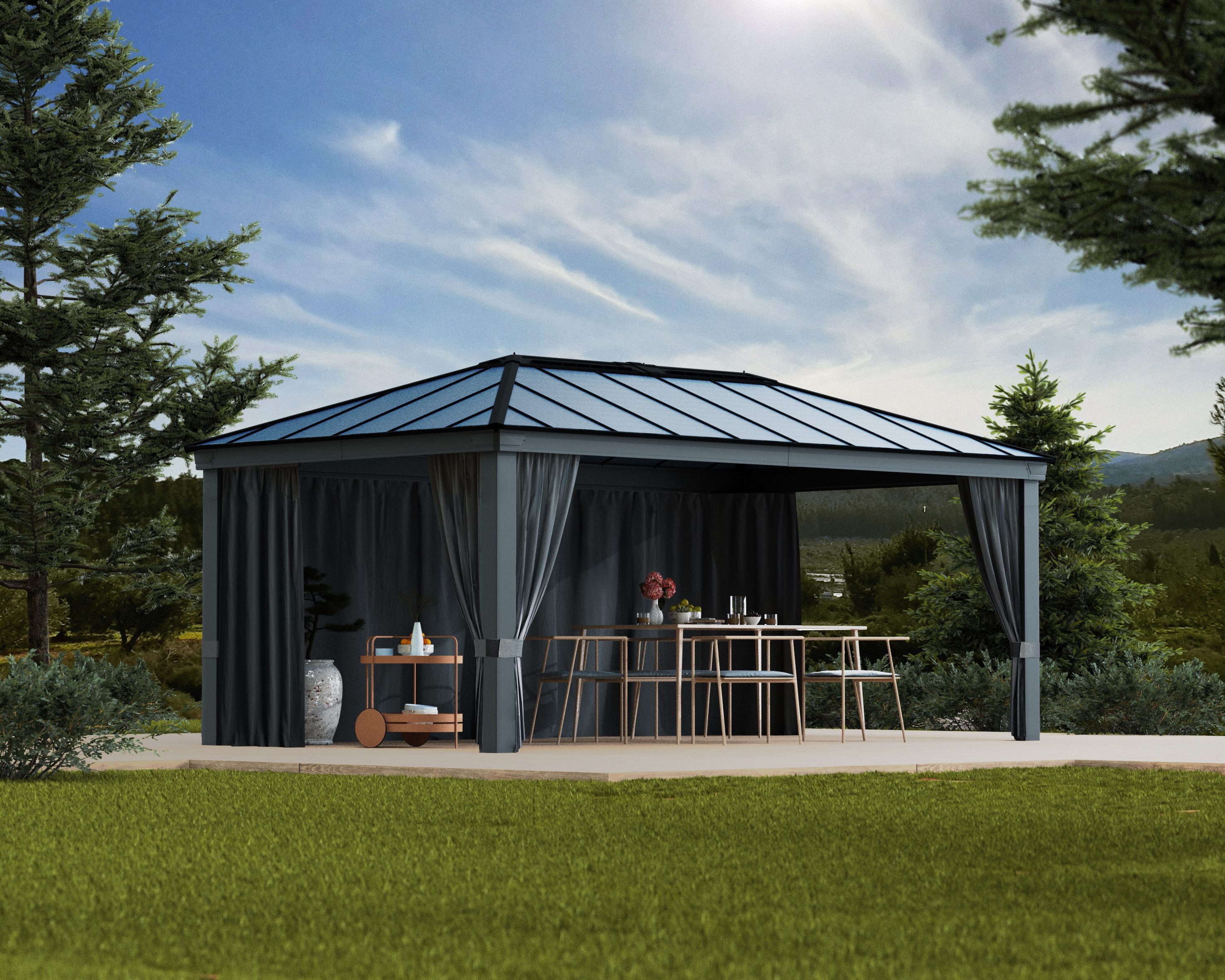 Palram - Canopia Pavillonseitenteil Vorhang-Set Dallas Garden Gazebo, 507x212 cm, langlebig & robust