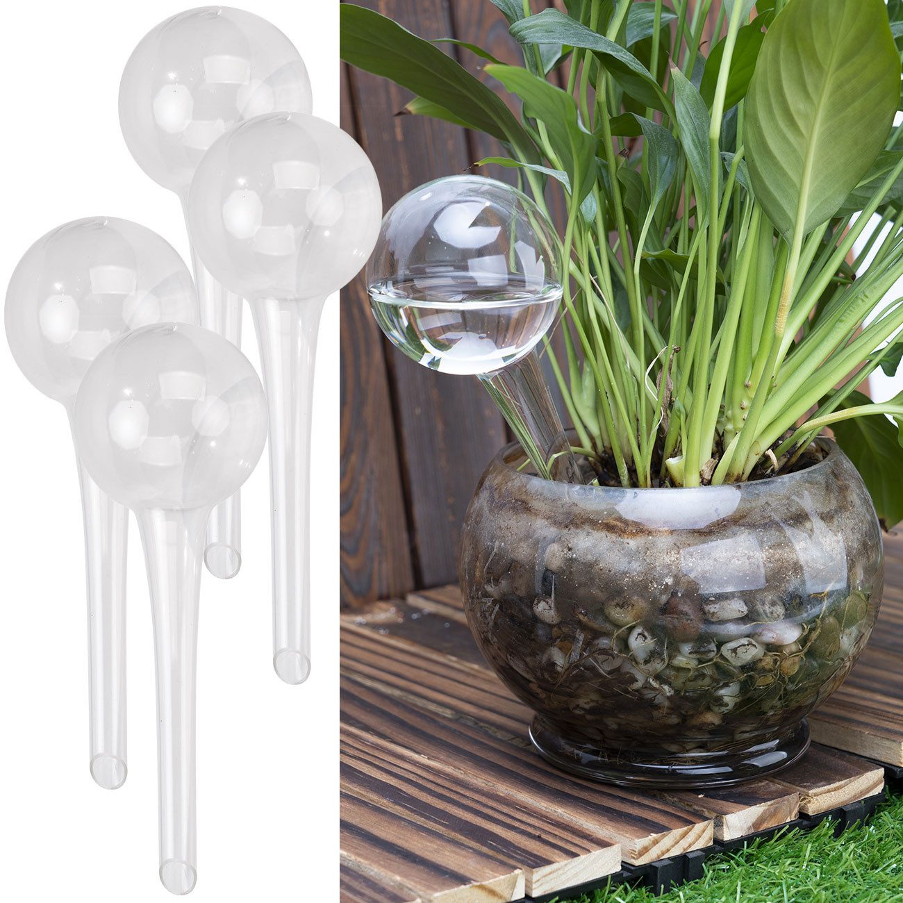 Casativo Bewässerungskugel Wassersparende Pflanzen Bewässerungskugeln aus Glas, Ø 6 x H 15 cm, Für Topf- und Balkonpflanzen, aus echtem Glas, Füllmenge ca. 75 ml
