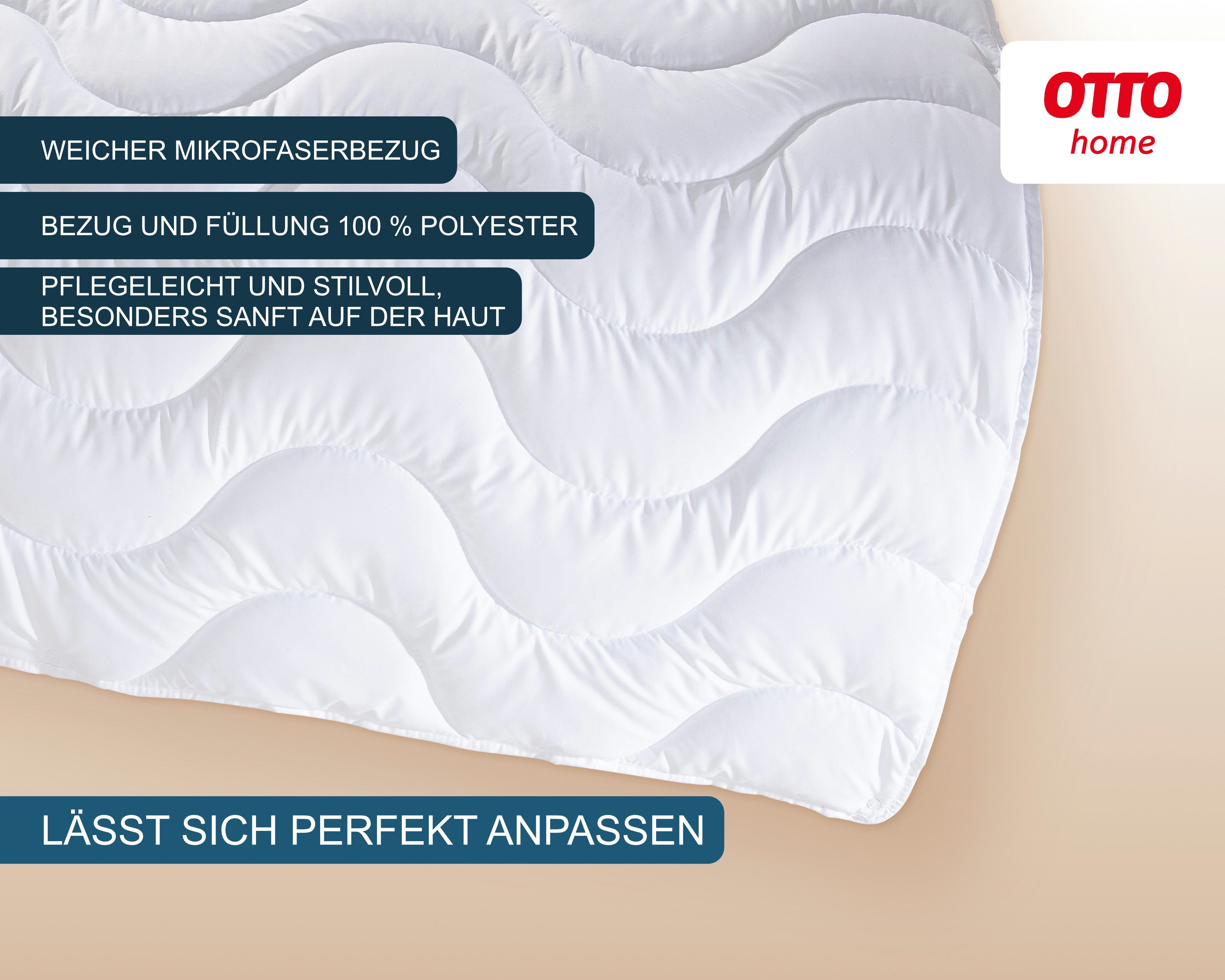 OTTO home Microfaserbettdecke Mailo Bettdecke 135x200 cm, 155x220 cm, Füllung: Polyester, Bezug: Microfaser-Feinbatist, Sommer, Winter, Decke, kuschelweicher Microfaser-Feinbatist Bezug