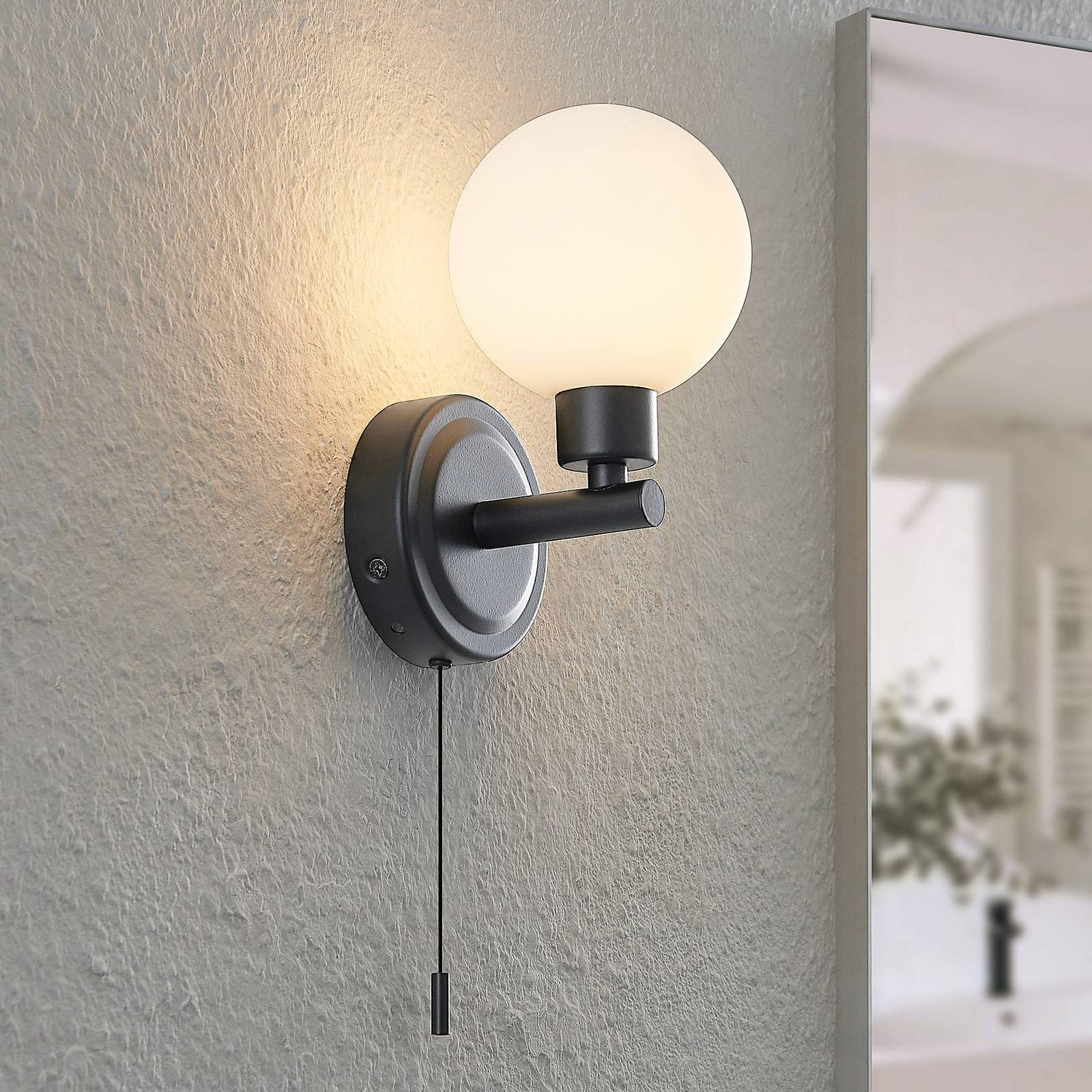 Lindby Wandleuchte Zaniba, Metall, Schwarz IP44, 1 x 8 W LED