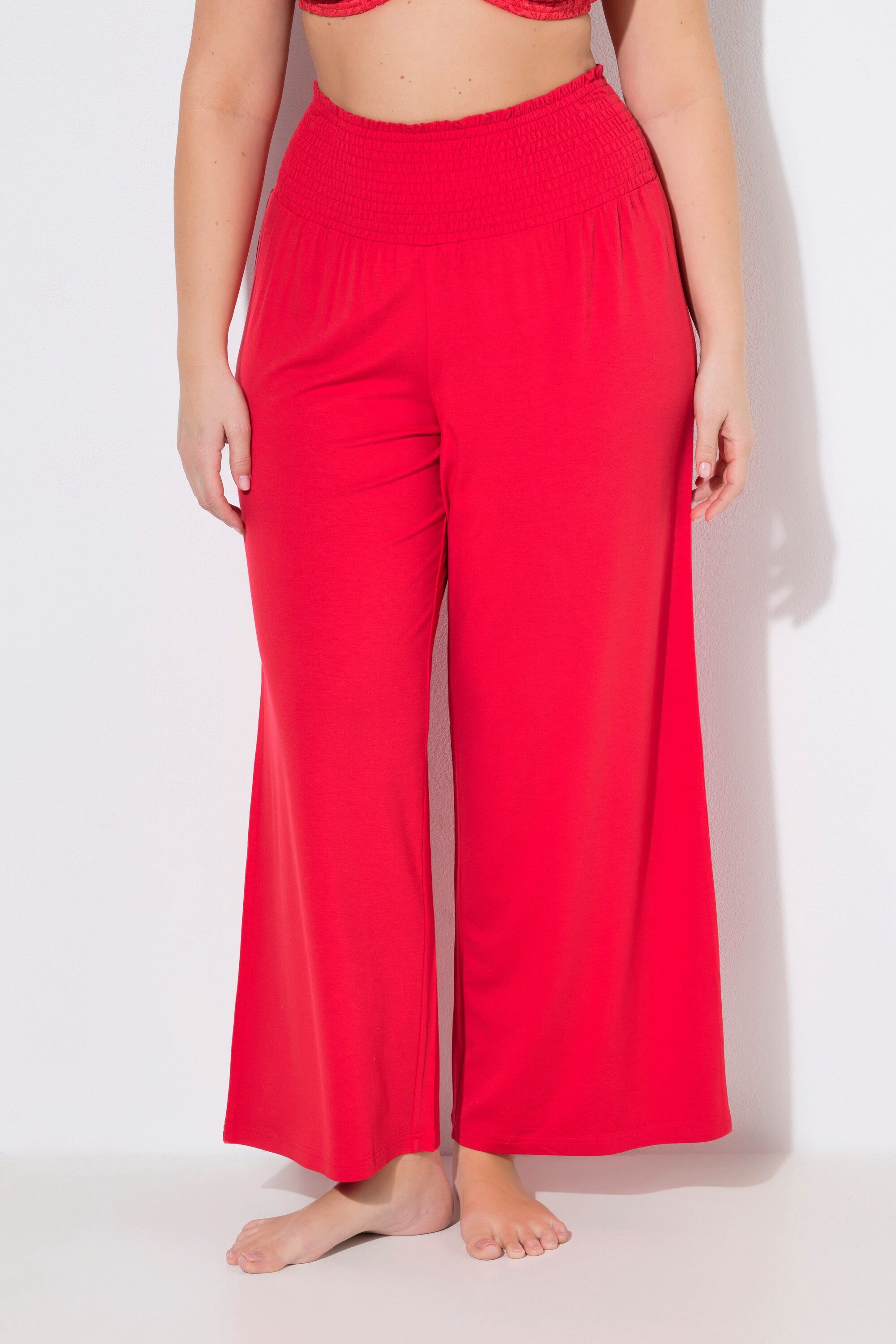 Ulla Popken Schlupfhose Marlenehose weites Bein Jersey breiter Elastikbund