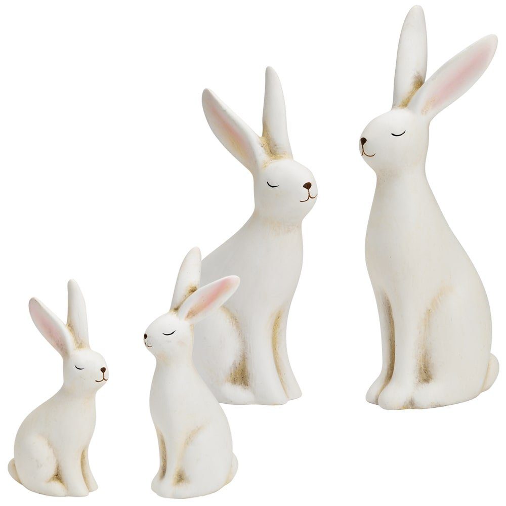 matches21 HOME & HOBBY Dekofigur Osterhasen Hasenfigur Osterdeko Dekohase weiß 2er 14 cm (2 St)