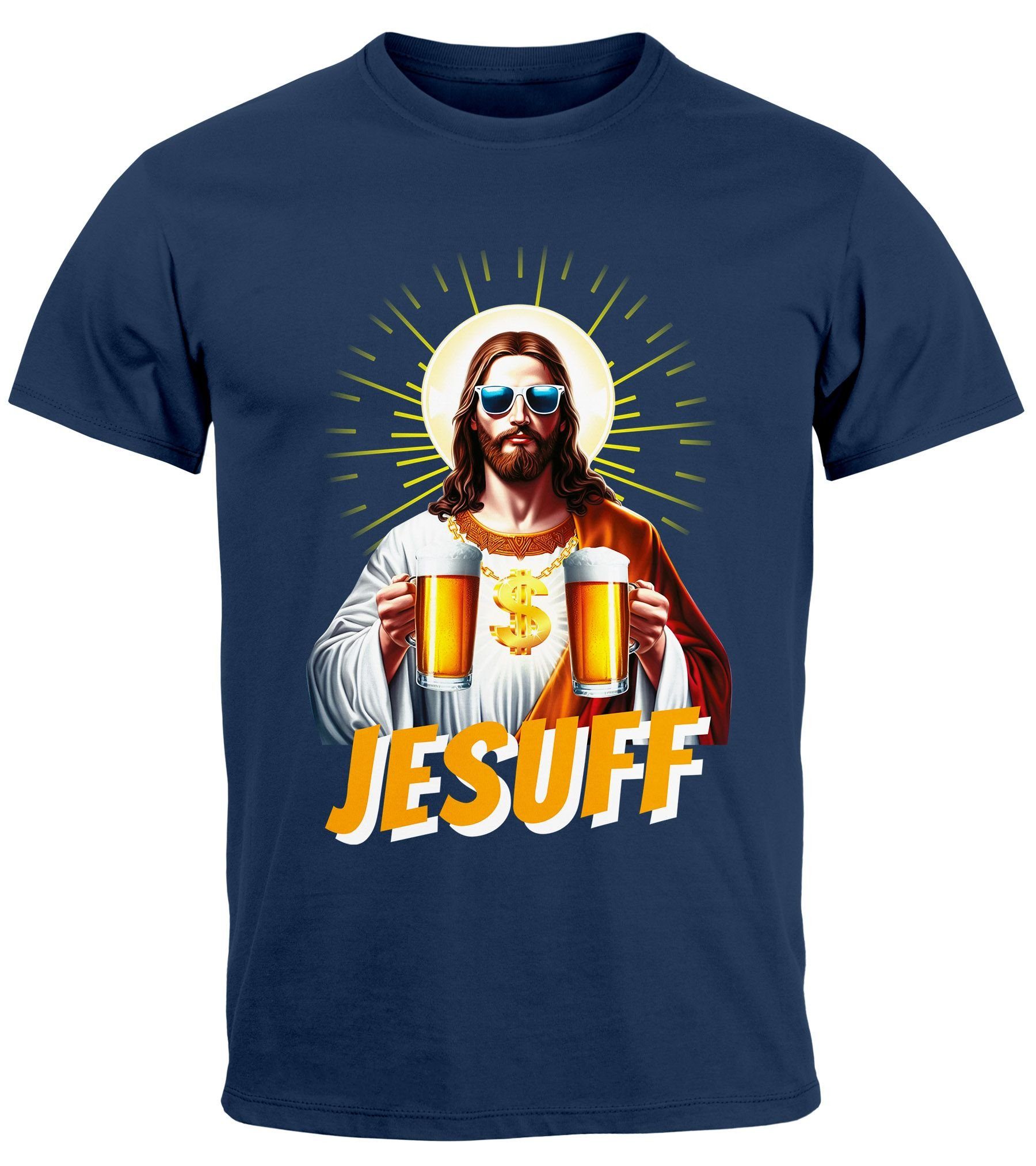 MoonWorks Print-Shirt Herren T-Shirt Bier Jesus günstig online kaufen